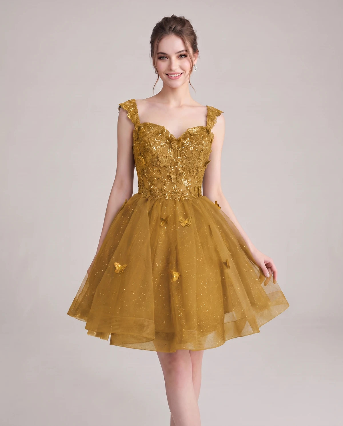 Quintessa Mini Dress — Gold | SKU: SD-50365-gold-2,SD-50365-gold-4,SD-50365-gold-6,SD-50365-gold-8,SD-50365-gold-10,SD-50365-gold-12,SD-50365-gold-14,SD-50365-gold-16,SD-50365-gold-16W,SD-50365-gold-18W,SD-50365-gold-20W,SD-50365-gold-22W