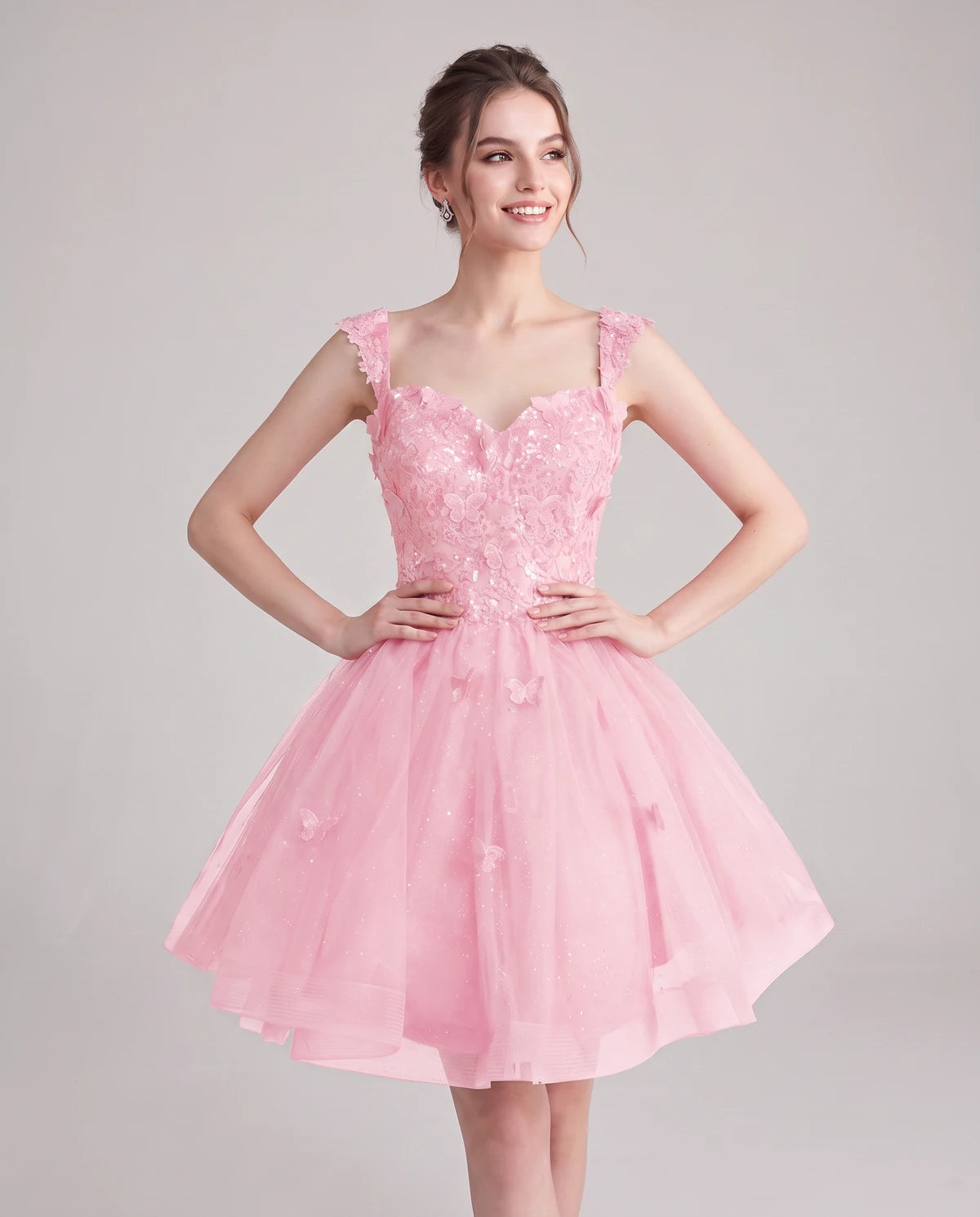 Quintessa Mini Dress — Pink | SKU: SD-50365-pink-2,SD-50365-pink-4,SD-50365-pink-6,SD-50365-pink-8,SD-50365-pink-10,SD-50365-pink-12,SD-50365-pink-14,SD-50365-pink-16,SD-50365-pink-16W,SD-50365-pink-18W,SD-50365-pink-20W,SD-50365-pink-22W