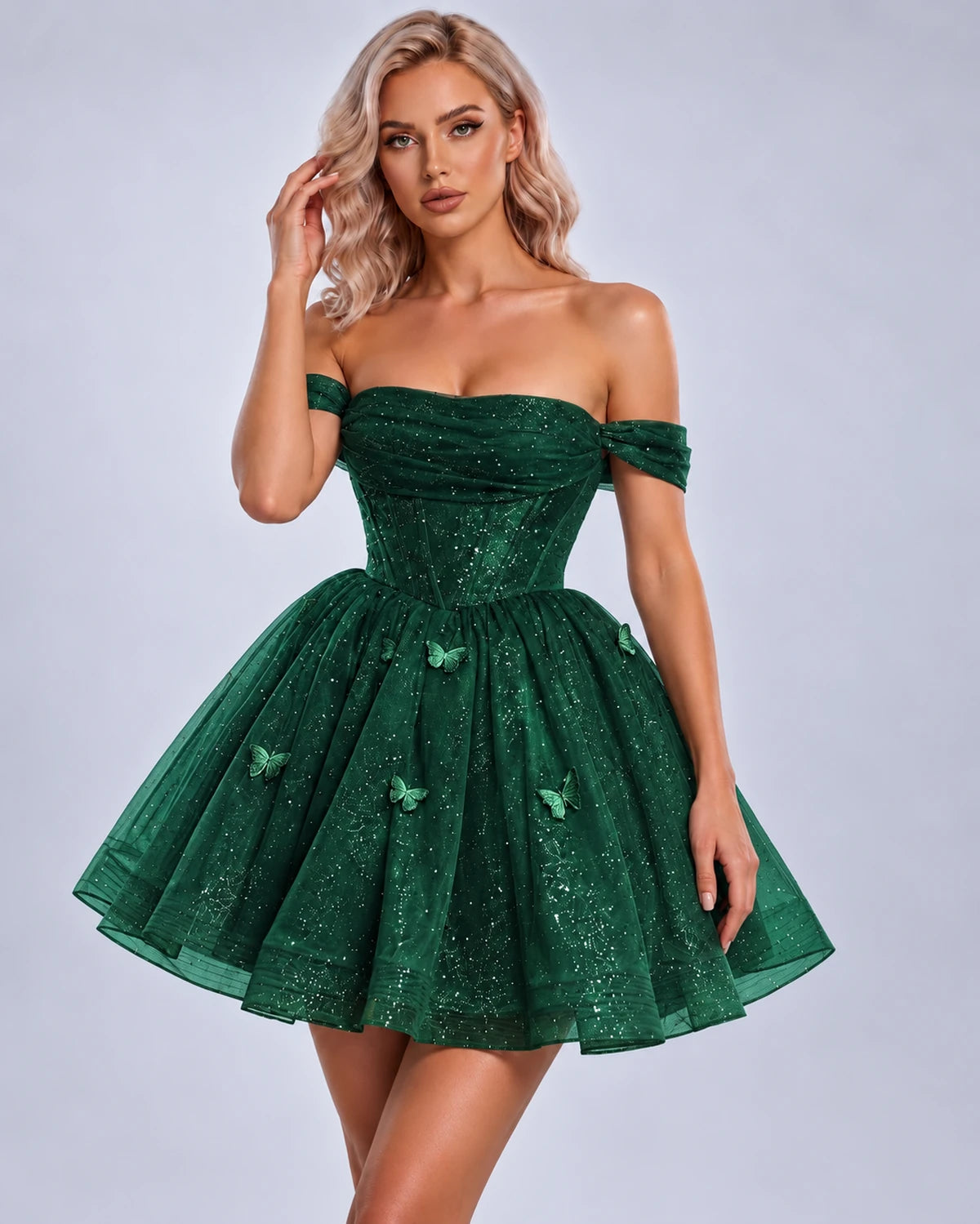 Quiterie Mini Dress — Emerlad Green | SKU: SD-28995-emerladgreen-2,SD-28995-emerladgreen-4,SD-28995-emerladgreen-6,SD-28995-emerladgreen-8,SD-28995-emerladgreen-10,SD-28995-emerladgreen-12,SD-28995-emerladgreen-14,SD-28995-emerladgreen-14W,SD-28995-emerladgreen-16,SD-28995-emerladgreen-16W,SD-28995-emerladgreen-18W,SD-28995-emerladgreen-20W