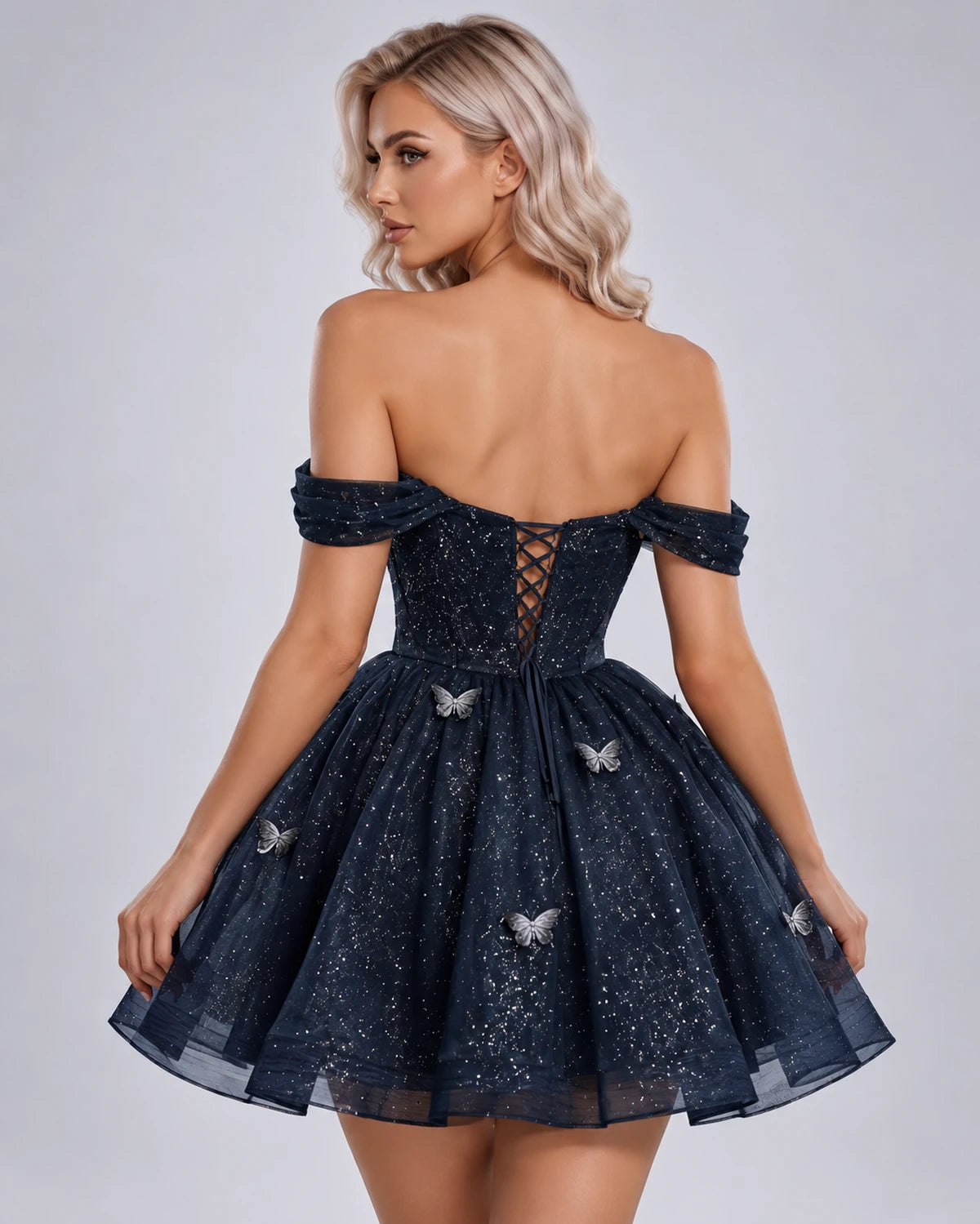 Quiterie Mini Dress — Navy | SKU: SD-28995-navy-2,SD-28995-navy-4,SD-28995-navy-6,SD-28995-navy-8,SD-28995-navy-10,SD-28995-navy-12,SD-28995-navy-14,SD-28995-navy-14W,SD-28995-navy-16,SD-28995-navy-16W,SD-28995-navy-18W,SD-28995-navy-20W