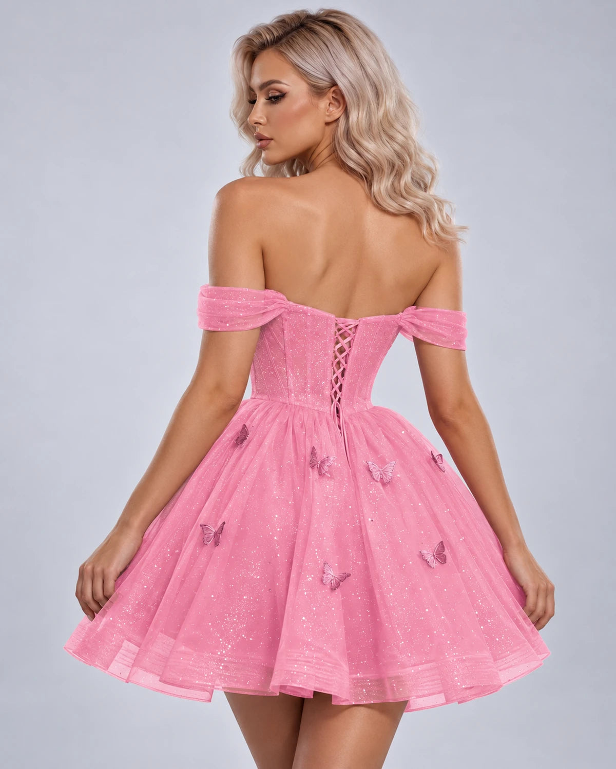 Quiterie Mini Dress — Pink | SKU: SD-28995-pink-2,SD-28995-pink-4,SD-28995-pink-6,SD-28995-pink-8,SD-28995-pink-10,SD-28995-pink-12,SD-28995-pink-14,SD-28995-pink-14W,SD-28995-pink-16,SD-28995-pink-16W,SD-28995-pink-18W,SD-28995-pink-20W