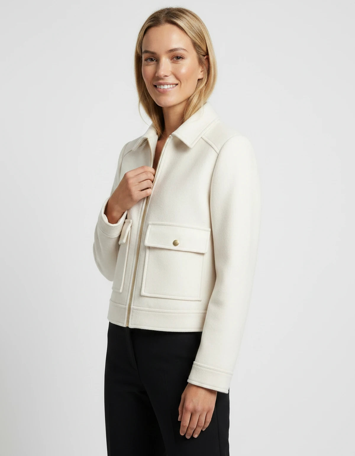 Renata Coat — White | SKU: SD-61856-white-XS,SD-61856-white-S,SD-61856-white-M,SD-61856-white-L