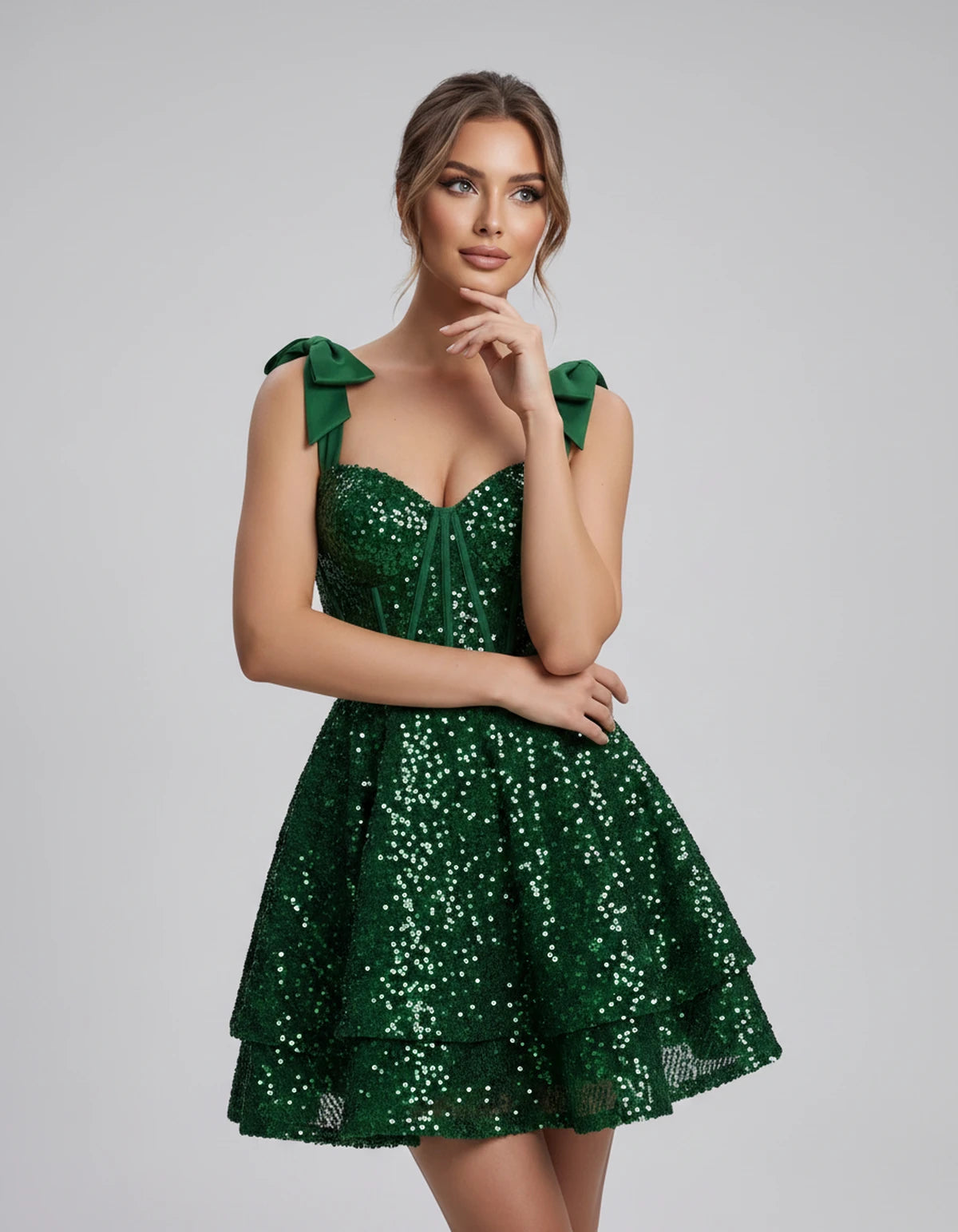 Rhiannon Mini Dress — Emerald | SKU: SD-13330-emerald-2,SD-13330-emerald-4,SD-13330-emerald-6,SD-13330-emerald-8,SD-13330-emerald-10,SD-13330-emerald-12,SD-13330-emerald-14,SD-13330-emerald-16,SD-13330-emerald-16W,SD-13330-emerald-18W,SD-13330-emerald-20W,SD-13330-emerald-22W