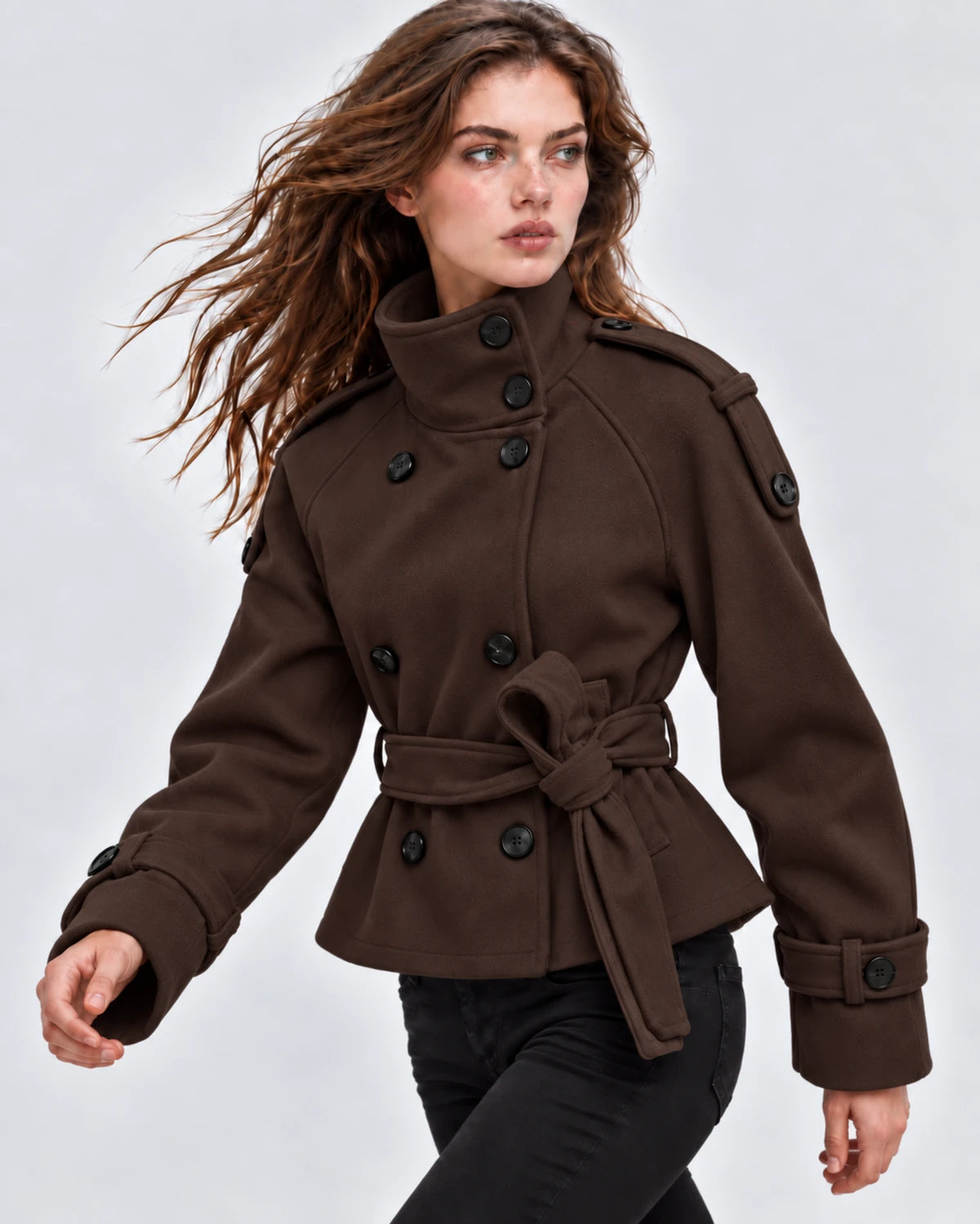 Salvia Coat — Brown | SKU: SD-73094-brown-XS,SD-73094-brown-S,SD-73094-brown-M,SD-73094-brown-L