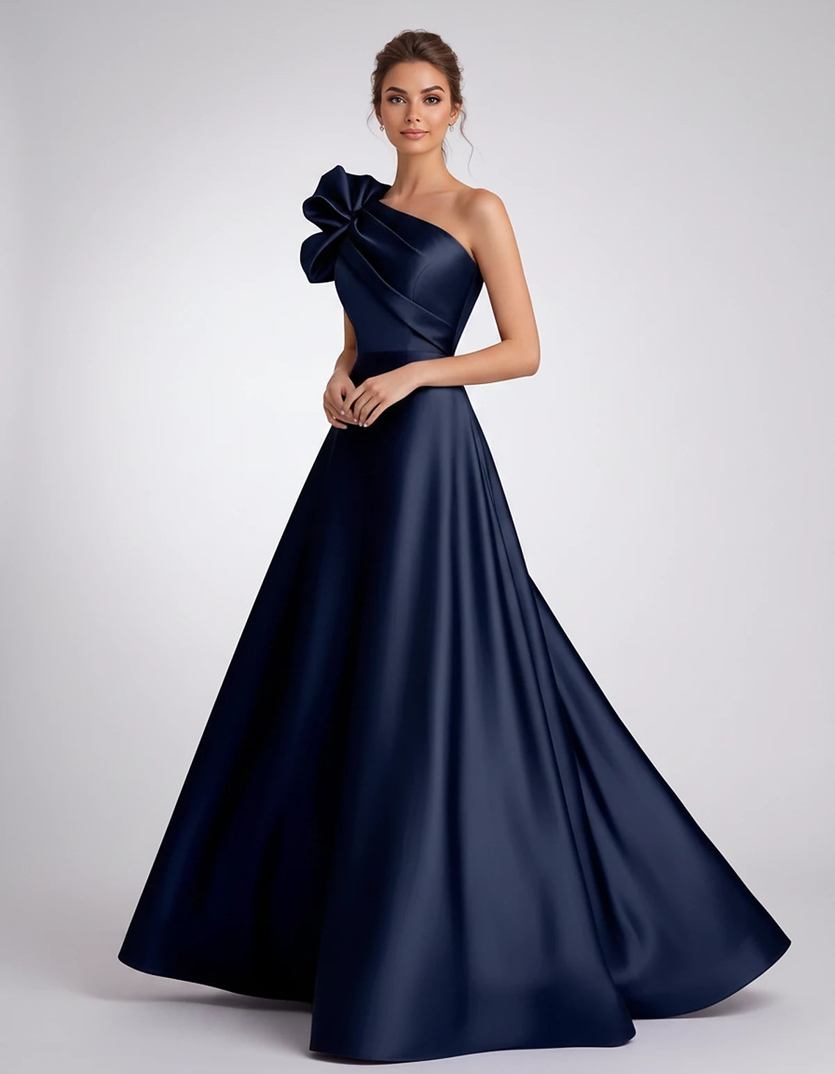 Satin One-Shoulder Sleeveless A-Line Maxi Dress for Party, Cocktail, Evening, Wedding Guest, Formal Events & Summer Occasions