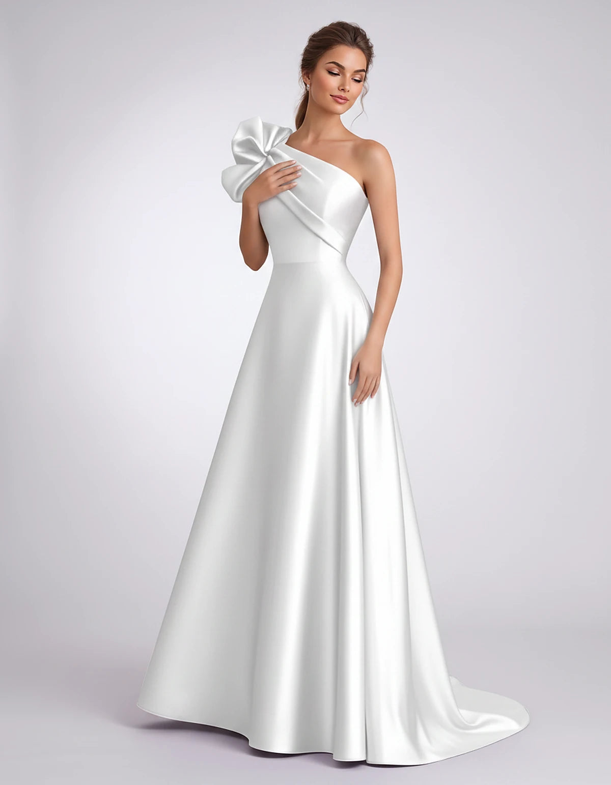 Satin One-Shoulder Sleeveless A-Line Maxi Dress for Party, Cocktail, Evening, Wedding Guest, Formal Events & Summer Occasions