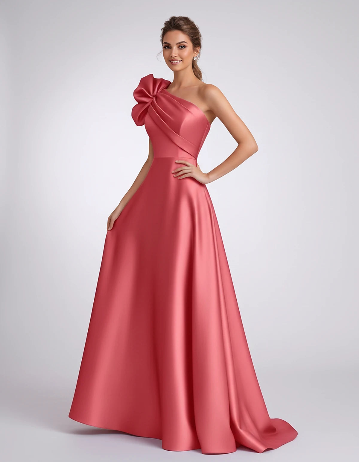 Satin One-Shoulder Sleeveless A-Line Maxi Dress for Party, Cocktail, Evening, Wedding Guest, Formal Events & Summer Occasions