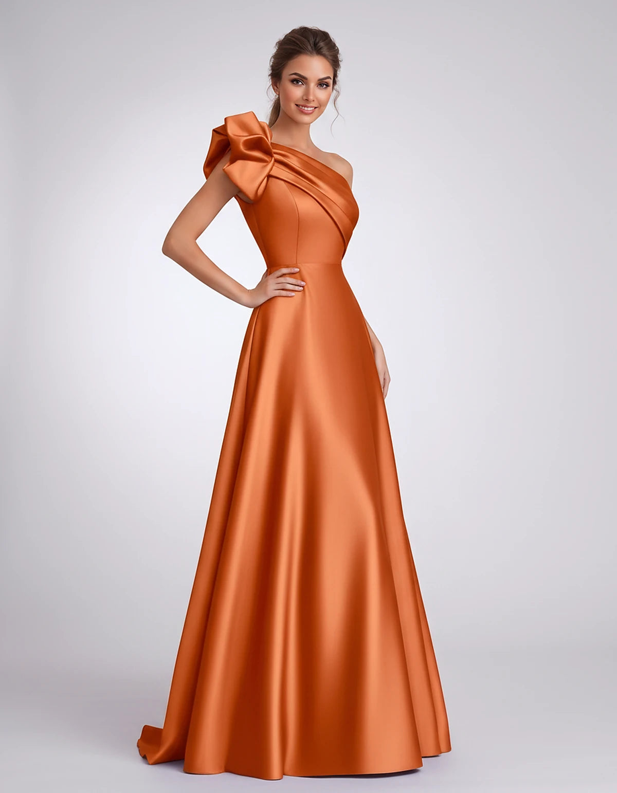 Satin One-Shoulder Sleeveless A-Line Maxi Dress for Party, Cocktail, Evening, Wedding Guest, Formal Events & Summer Occasions