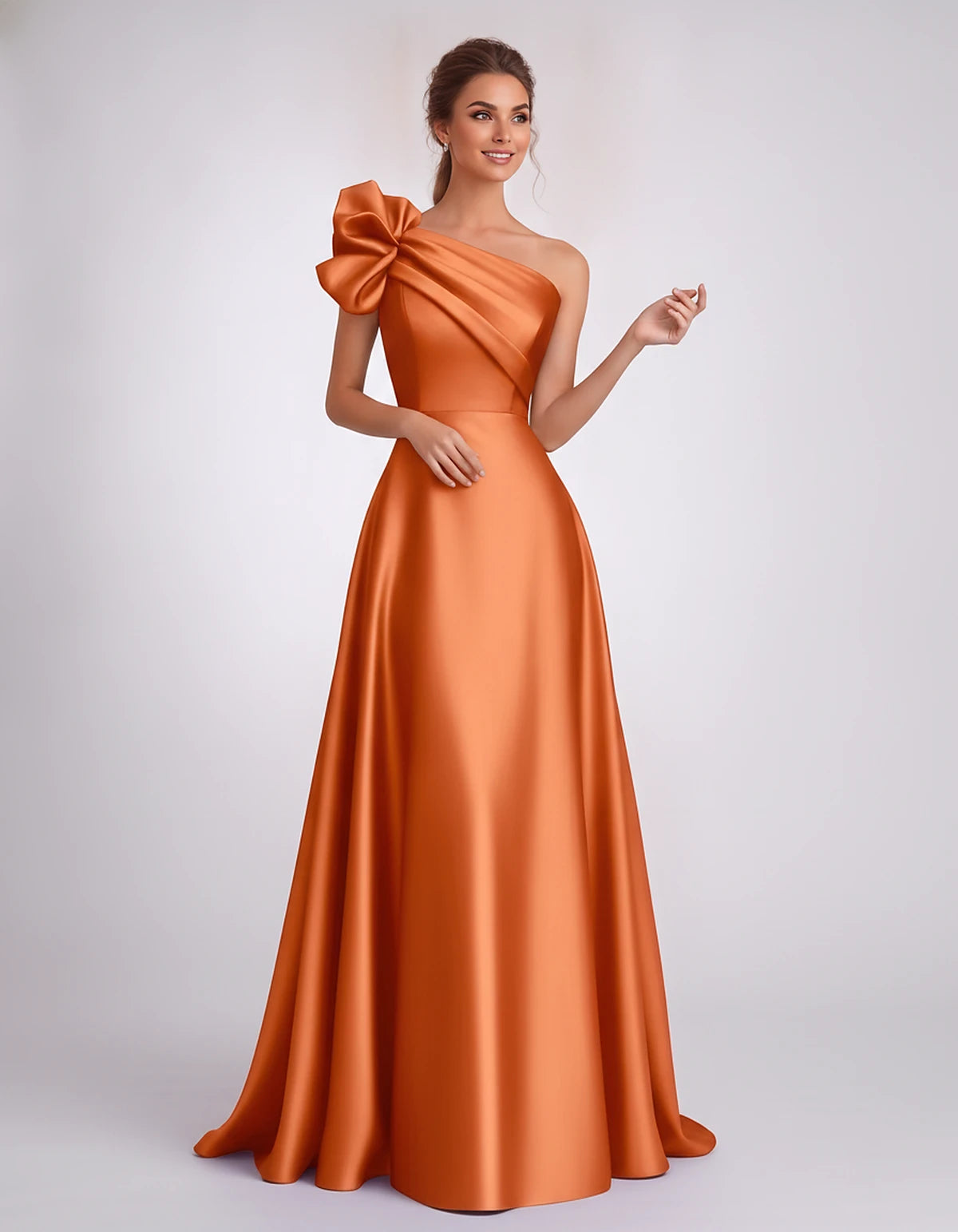 Satin One-Shoulder Sleeveless A-Line Maxi Dress for Party, Cocktail, Evening, Wedding Guest, Formal Events & Summer Occasions