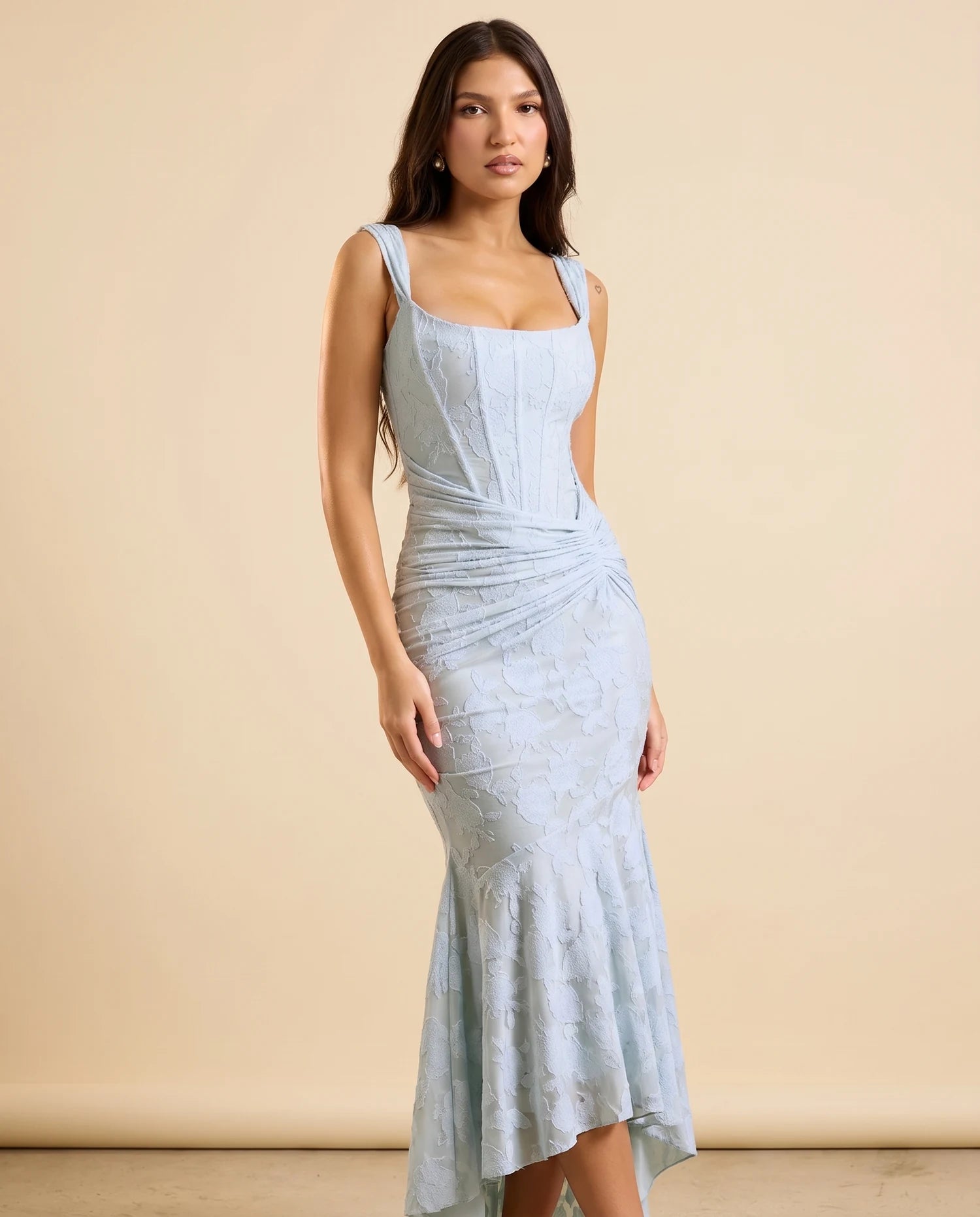 Selvia Lace Mermaid Dress Sky Blue 01-hero