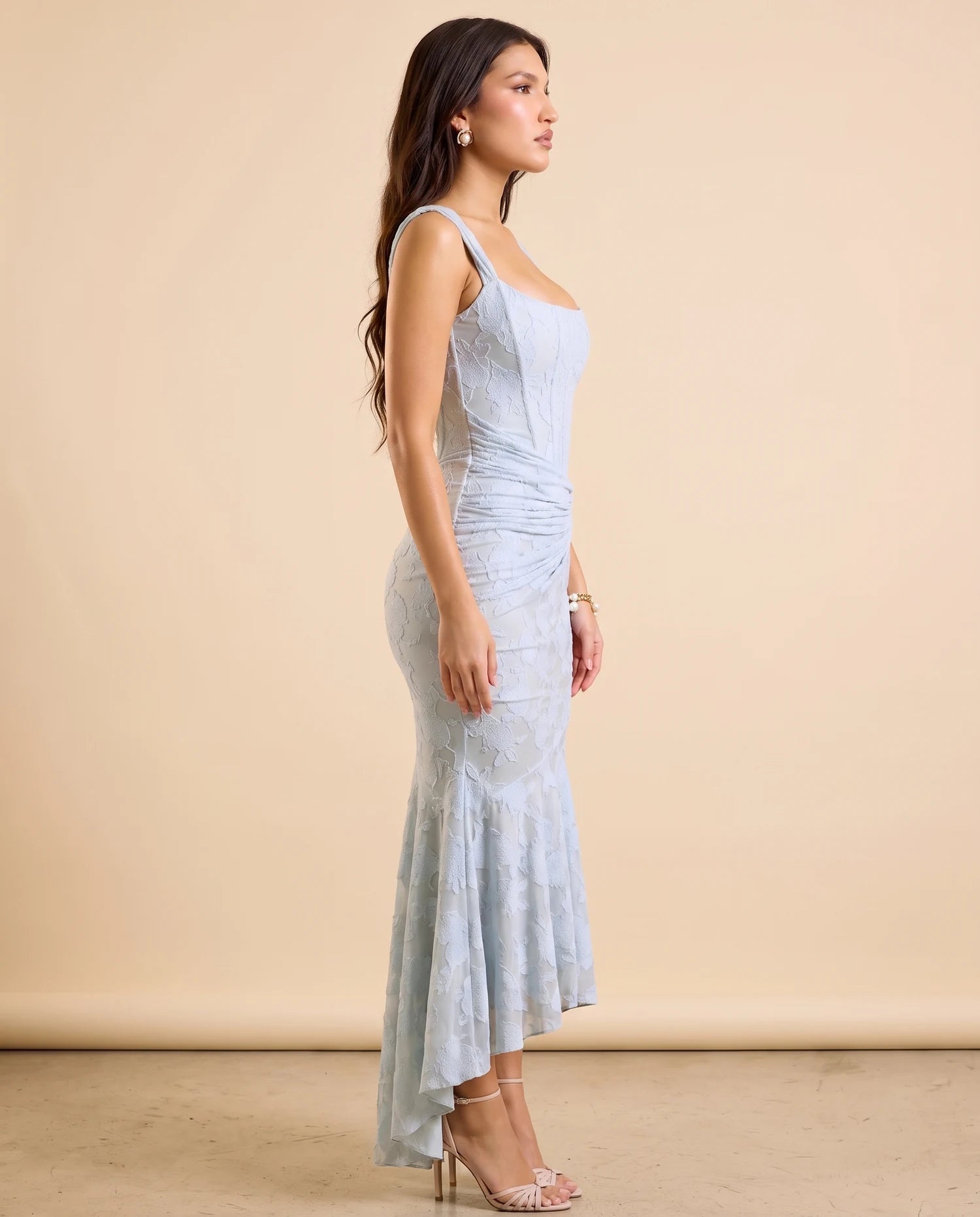 Selvia Lace Mermaid Dress Sky Blue 05-side