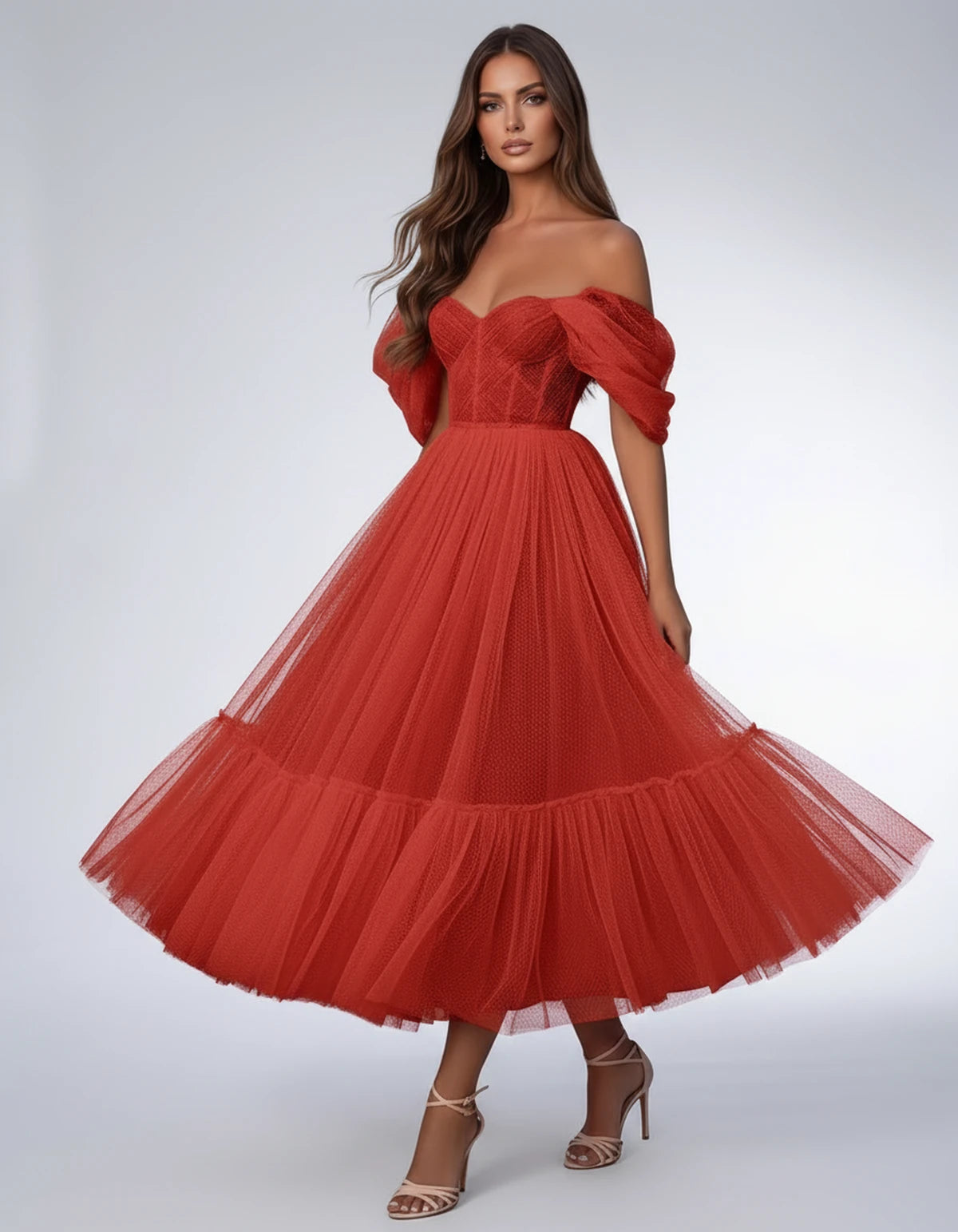 Severine Midi Dresses — Red | SKU: SD-31681-red-2,SD-31681-red-4,SD-31681-red-6,SD-31681-red-8,SD-31681-red-10,SD-31681-red-12,SD-31681-red-14,SD-31681-red-16,SD-31681-red-16W,SD-31681-red-18W,SD-31681-red-20W,SD-31681-red-22W