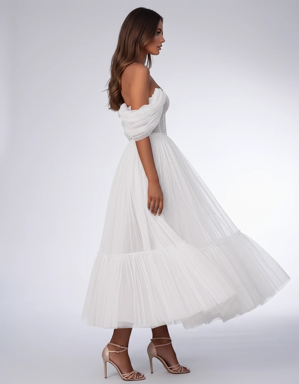 Severine Midi Dresses — White | SKU: SD-31681-white-2,SD-31681-white-4,SD-31681-white-6,SD-31681-white-8,SD-31681-white-10,SD-31681-white-12,SD-31681-white-14,SD-31681-white-16,SD-31681-white-16W,SD-31681-white-18W,SD-31681-white-20W,SD-31681-white-22W