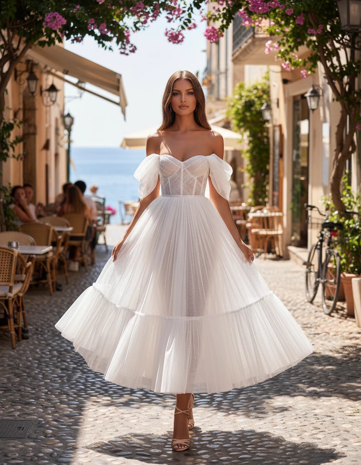 Severine Midi Dresses — White | SKU: SD-31681-white-2,SD-31681-white-4,SD-31681-white-6,SD-31681-white-8,SD-31681-white-10,SD-31681-white-12,SD-31681-white-14,SD-31681-white-16,SD-31681-white-16W,SD-31681-white-18W,SD-31681-white-20W,SD-31681-white-22W