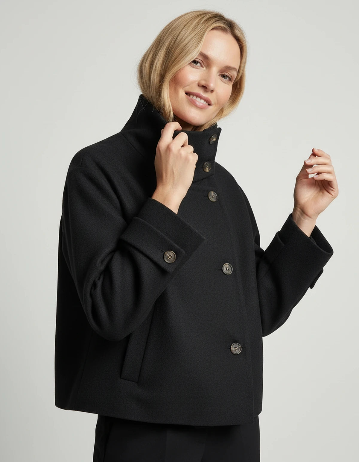Sidonie Coat — Black | SKU: SD-11311-black-XS,SD-11311-black-S,SD-11311-black-M,SD-11311-black-L