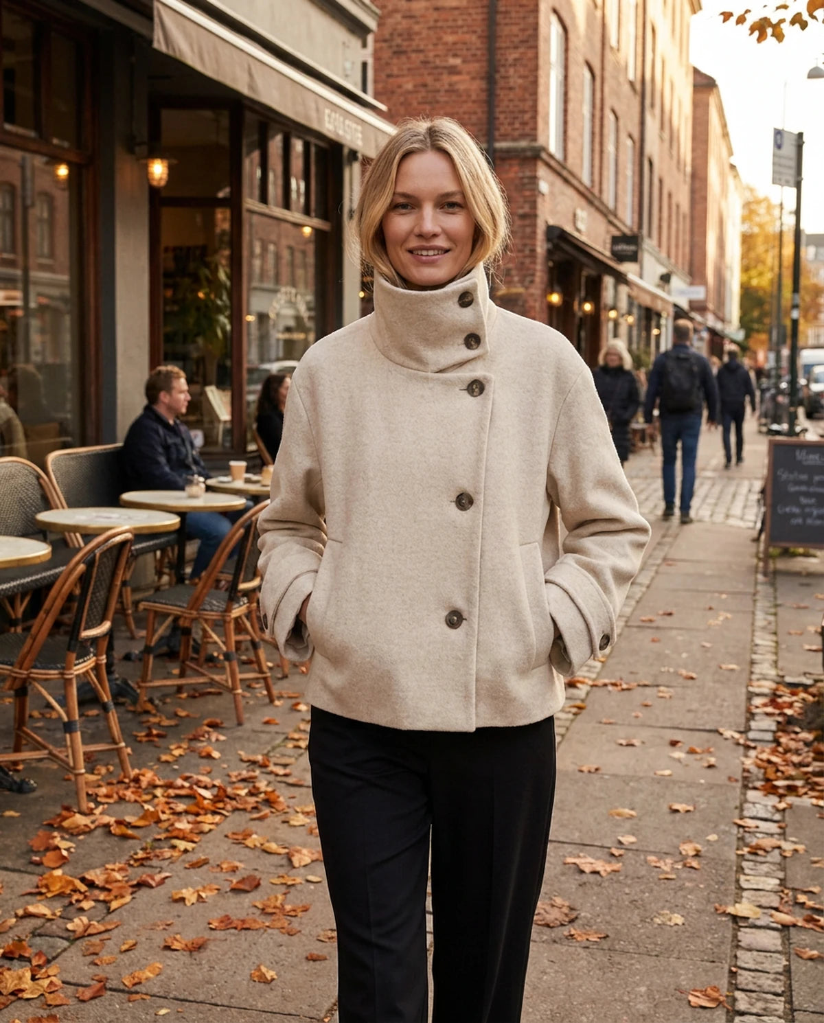 Sidonie Coat — Khaki | SKU: SD-11311-khaki-XS,SD-11311-khaki-S,SD-11311-khaki-M,SD-11311-khaki-L