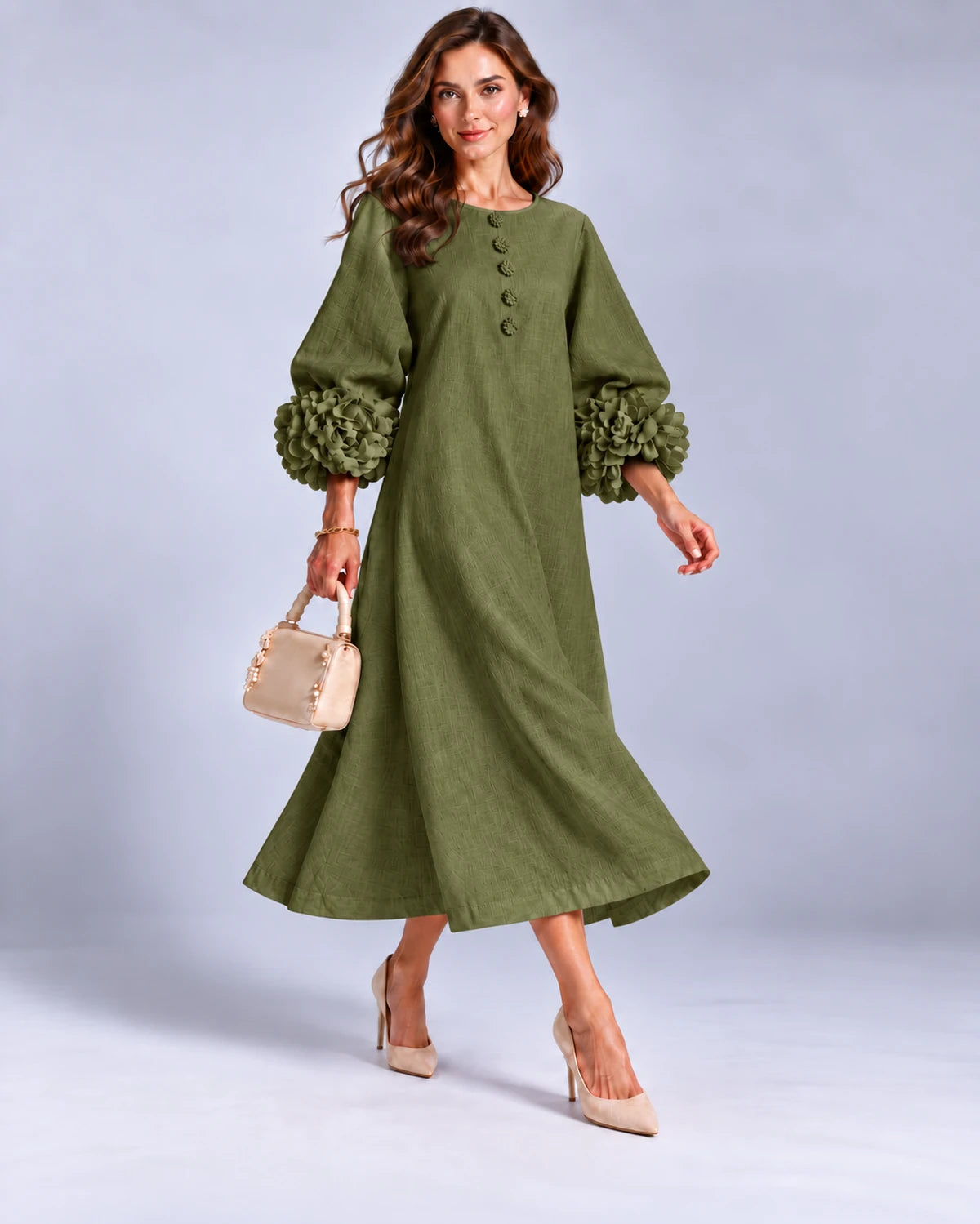 Sirena Midi Dresses — Green | SKU: SD-34033-green-XS,SD-34033-green-S,SD-34033-green-M,SD-34033-green-L,SD-34033-green-XL,SD-34033-green-2XL