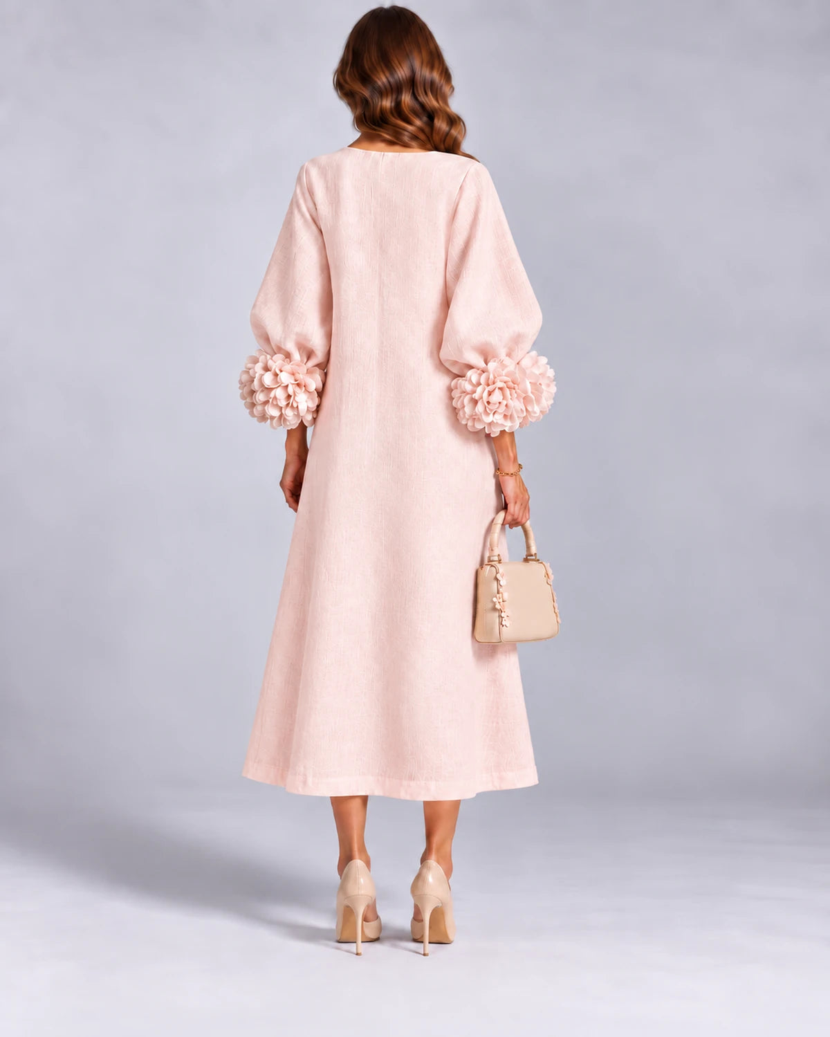 Sirena Midi Dresses — Pink | SKU: SD-34033-pink-XS,SD-34033-pink-S,SD-34033-pink-M,SD-34033-pink-L,SD-34033-pink-XL,SD-34033-pink-2XL
