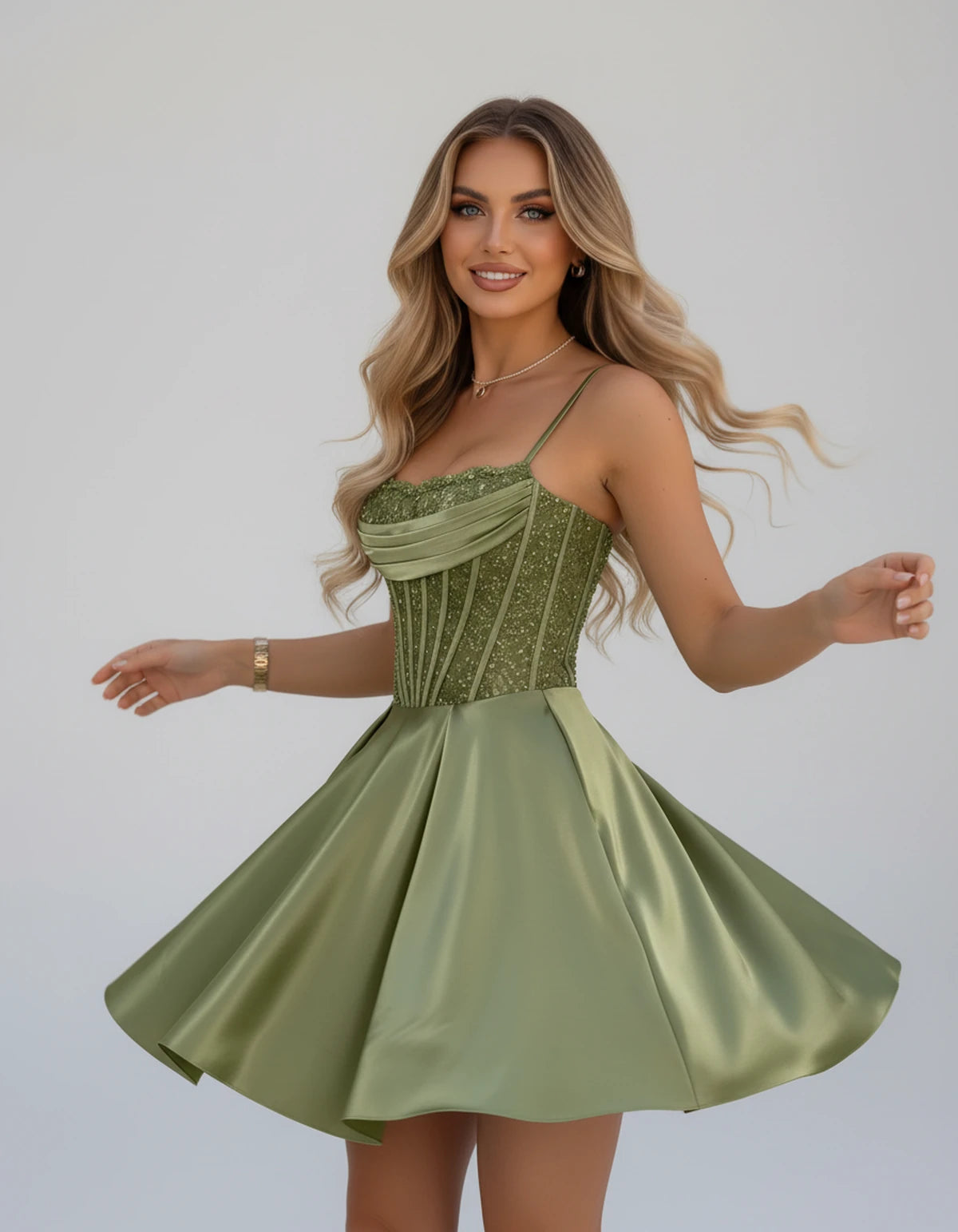 Sorbonne Mini Dress — Dusty Sage | SKU: SD-93312-dustysage-2,SD-93312-dustysage-4,SD-93312-dustysage-6,SD-93312-dustysage-8,SD-93312-dustysage-10,SD-93312-dustysage-12,SD-93312-dustysage-14,SD-93312-dustysage-16,SD-93312-dustysage-16W,SD-93312-dustysage-18W,SD-93312-dustysage-20W,SD-93312-dustysage-22W