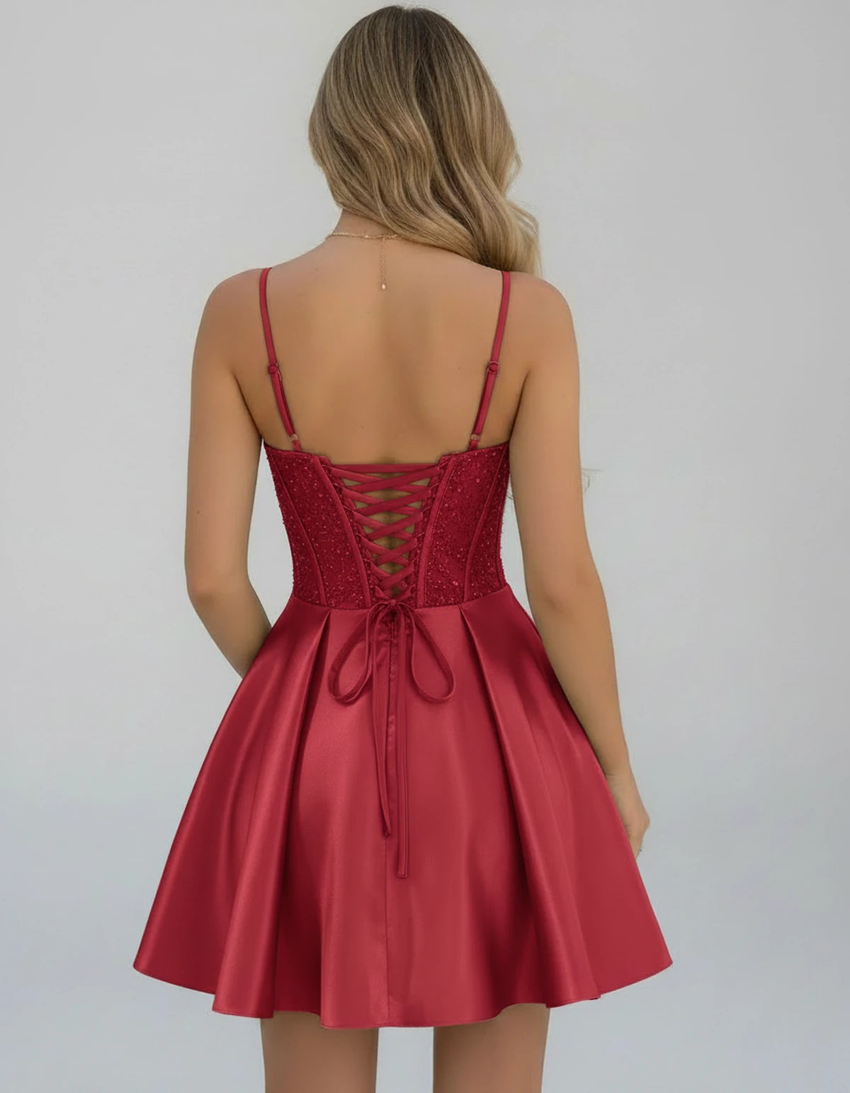 Sorbonne Mini Dress — Red | SKU: SD-93312-red-2,SD-93312-red-4,SD-93312-red-6,SD-93312-red-8,SD-93312-red-10,SD-93312-red-12,SD-93312-red-14,SD-93312-red-16,SD-93312-red-16W,SD-93312-red-18W,SD-93312-red-20W,SD-93312-red-22W