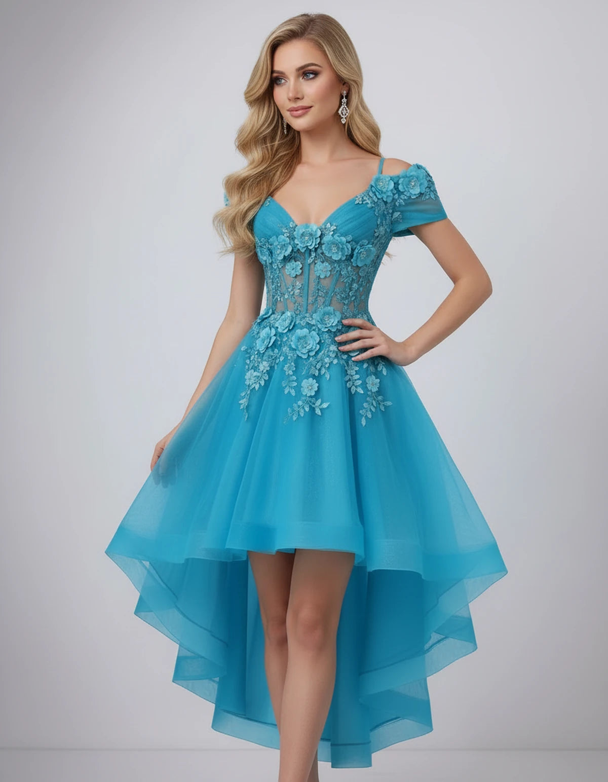 Stellaria Mini Dress — Blue | SKU: SD-42385-blue-2,SD-42385-blue-4,SD-42385-blue-6,SD-42385-blue-8,SD-42385-blue-10,SD-42385-blue-12,SD-42385-blue-14,SD-42385-blue-16,SD-42385-blue-18W,SD-42385-blue-20W,SD-42385-blue-22W,SD-42385-blue-24W
