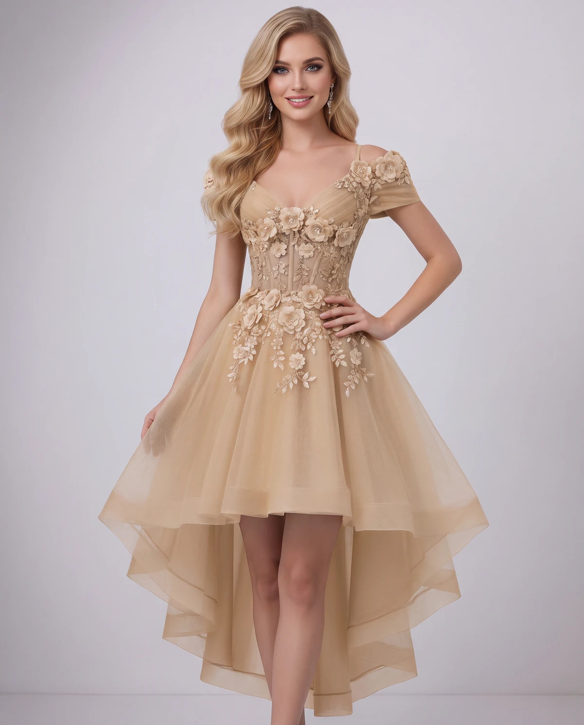 Stellaria Mini Dress — Champagne