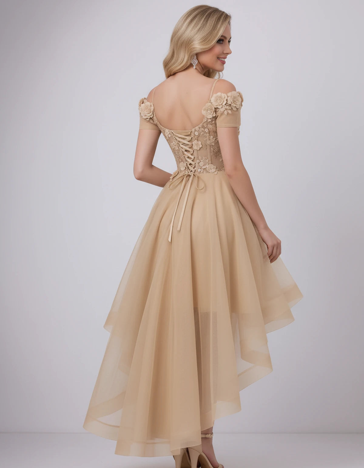 Stellaria Mini Dress — Champagne | SKU: SD-42385-champagne-2,SD-42385-champagne-4,SD-42385-champagne-6,SD-42385-champagne-8,SD-42385-champagne-10,SD-42385-champagne-12,SD-42385-champagne-14,SD-42385-champagne-16,SD-42385-champagne-18W,SD-42385-champagne-20W,SD-42385-champagne-22W,SD-42385-champagne-24W