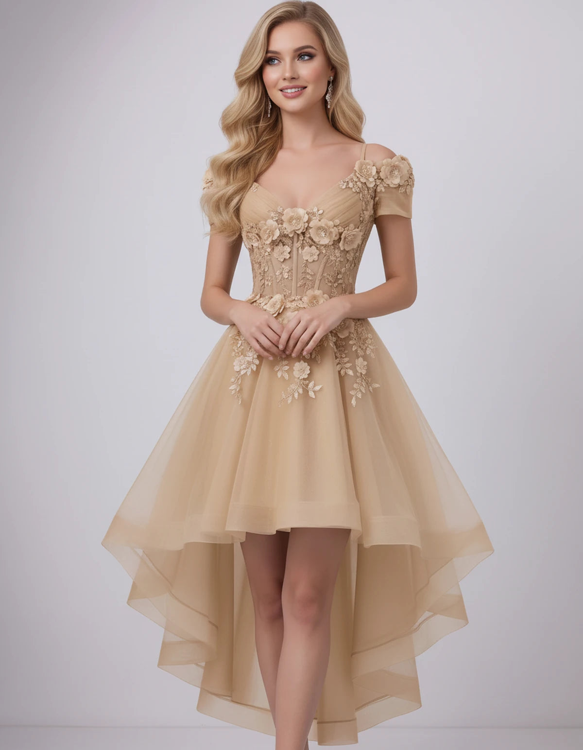 Stellaria Mini Dress — Champagne | SKU: SD-42385-champagne-2,SD-42385-champagne-4,SD-42385-champagne-6,SD-42385-champagne-8,SD-42385-champagne-10,SD-42385-champagne-12,SD-42385-champagne-14,SD-42385-champagne-16,SD-42385-champagne-18W,SD-42385-champagne-20W,SD-42385-champagne-22W,SD-42385-champagne-24W