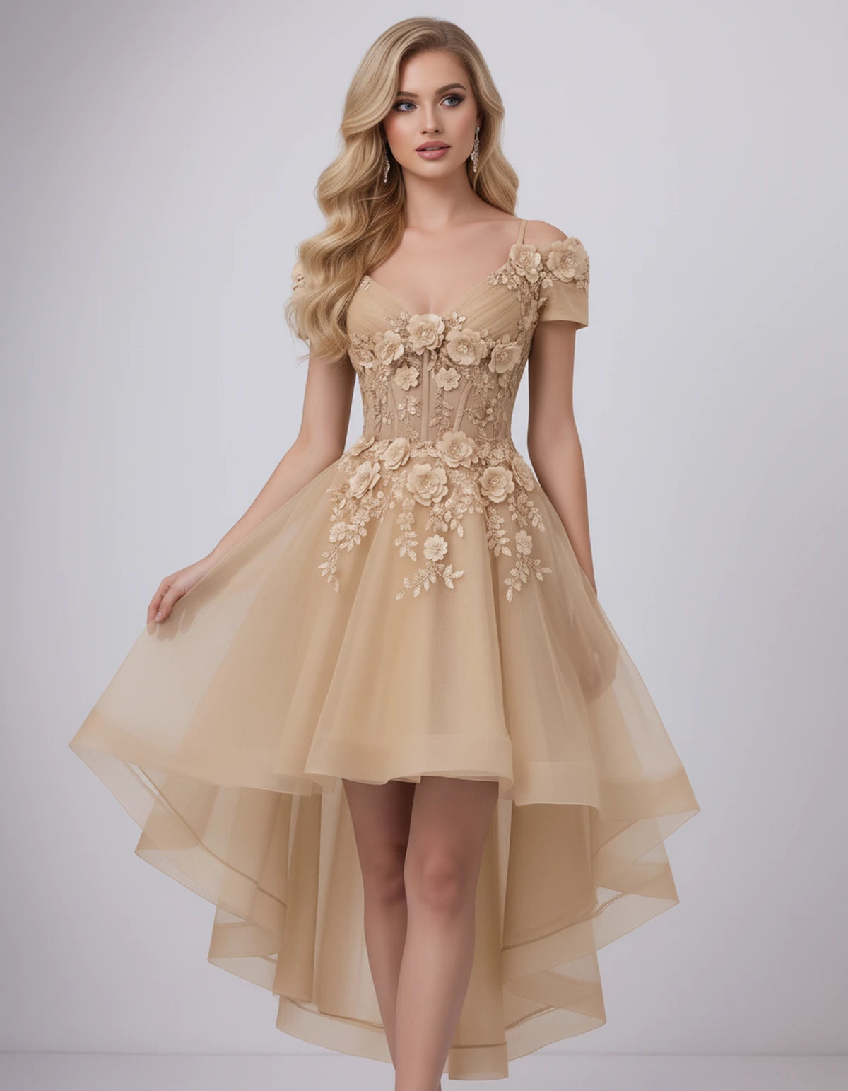 Stellaria Mini Dress — Champagne | SKU: SD-42385-champagne-2,SD-42385-champagne-4,SD-42385-champagne-6,SD-42385-champagne-8,SD-42385-champagne-10,SD-42385-champagne-12,SD-42385-champagne-14,SD-42385-champagne-16,SD-42385-champagne-18W,SD-42385-champagne-20W,SD-42385-champagne-22W,SD-42385-champagne-24W