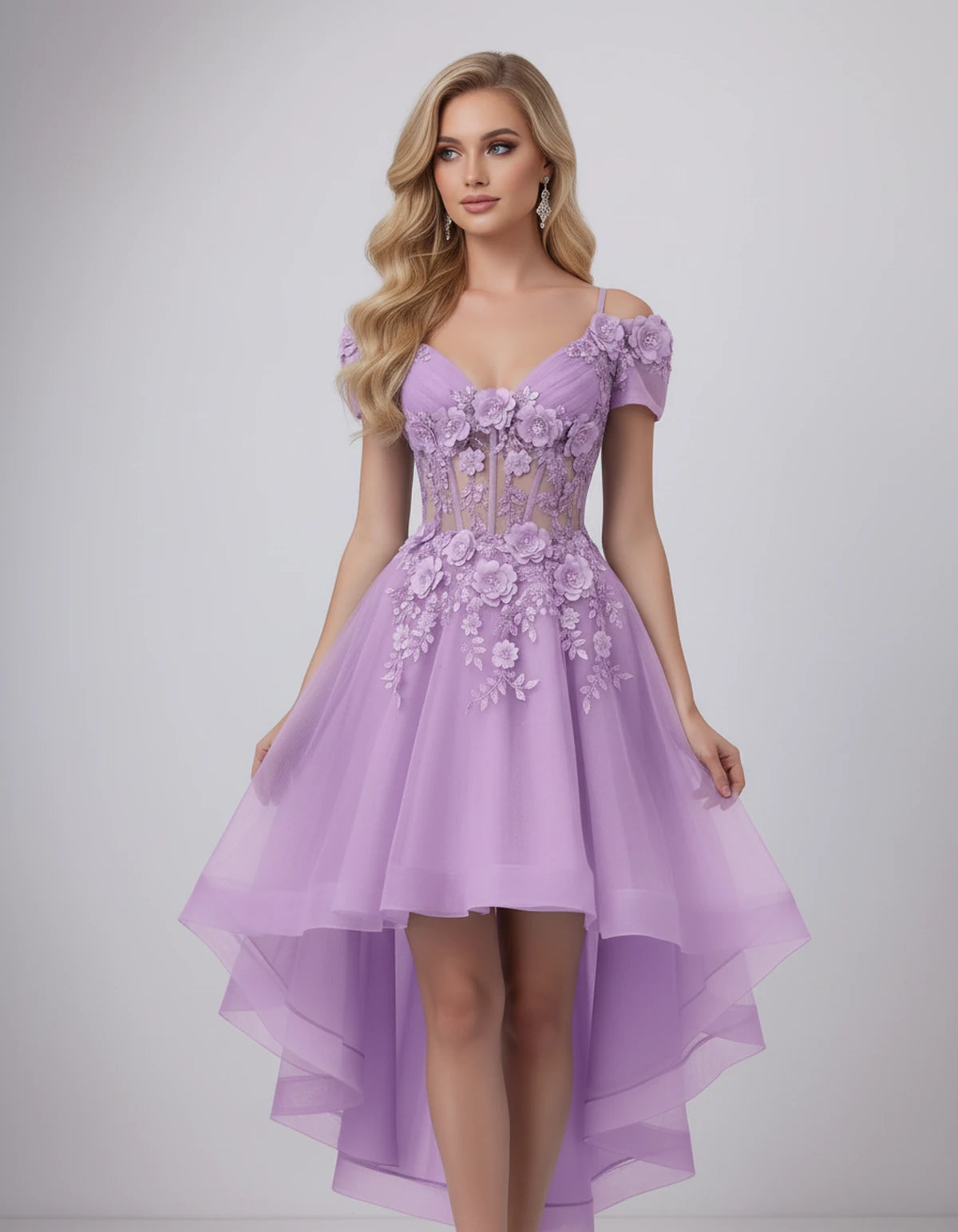 Stellaria Mini Dress — Purple | SKU: SD-42385-purple-2,SD-42385-purple-4,SD-42385-purple-6,SD-42385-purple-8,SD-42385-purple-10,SD-42385-purple-12,SD-42385-purple-14,SD-42385-purple-16,SD-42385-purple-18W,SD-42385-purple-20W,SD-42385-purple-22W,SD-42385-purple-24W