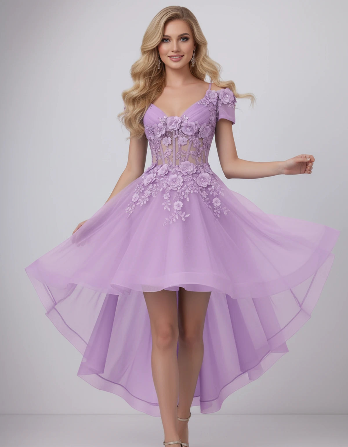 Stellaria Mini Dress — Purple | SKU: SD-42385-purple-2,SD-42385-purple-4,SD-42385-purple-6,SD-42385-purple-8,SD-42385-purple-10,SD-42385-purple-12,SD-42385-purple-14,SD-42385-purple-16,SD-42385-purple-18W,SD-42385-purple-20W,SD-42385-purple-22W,SD-42385-purple-24W