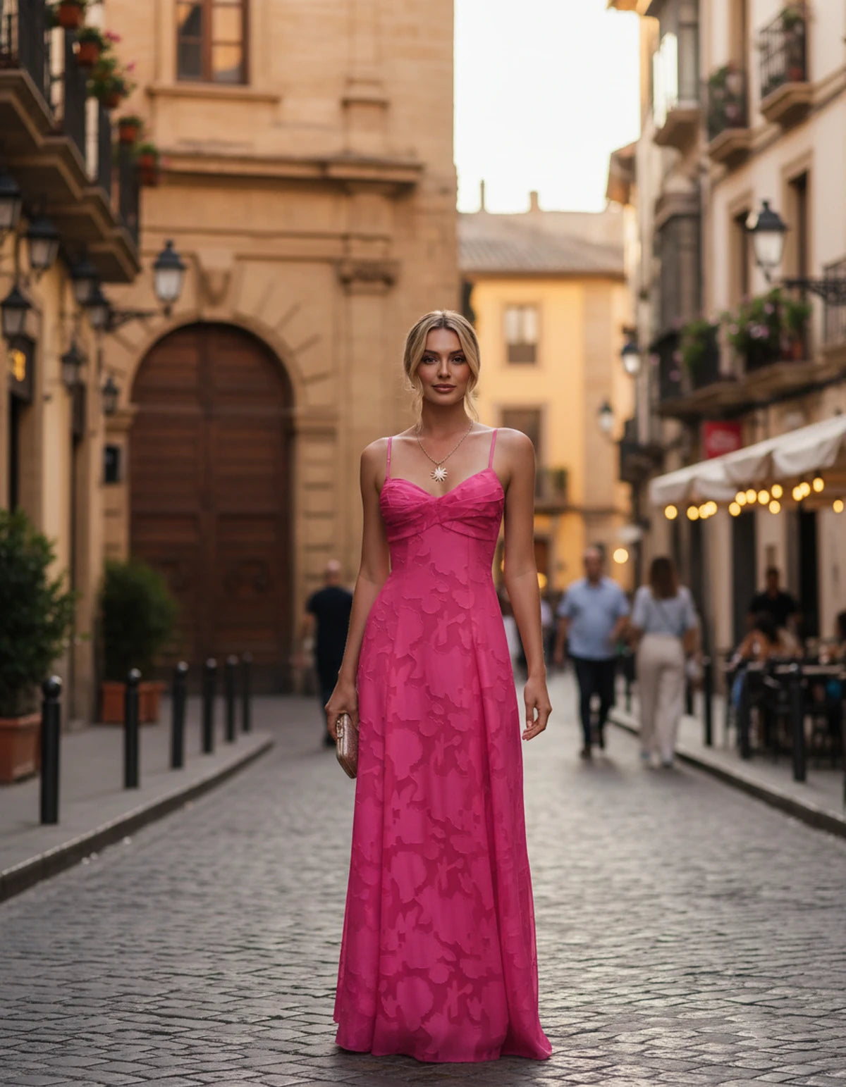 Sylvaine Maxi Dress — Hot Pink | SKU: SD-93117-hotpink-2,SD-93117-hotpink-4,SD-93117-hotpink-6,SD-93117-hotpink-8,SD-93117-hotpink-10,SD-93117-hotpink-12,SD-93117-hotpink-14,SD-93117-hotpink-16,SD-93117-hotpink-16W,SD-93117-hotpink-18W,SD-93117-hotpink-20W,SD-93117-hotpink-22W