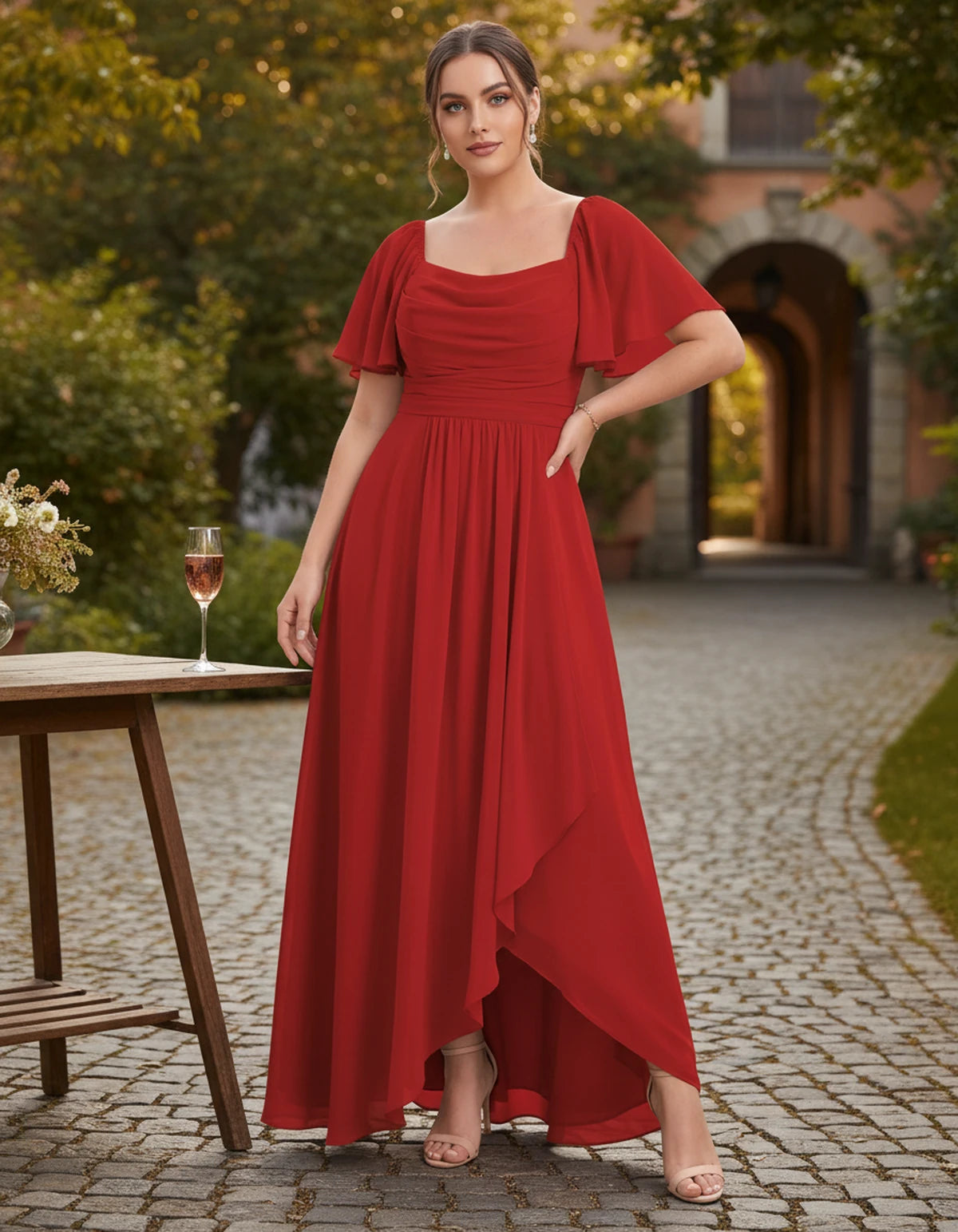 Sylviane Maxi Dress — Red | SKU: SD-90380-red-2,SD-90380-red-4,SD-90380-red-6,SD-90380-red-8,SD-90380-red-10,SD-90380-red-12,SD-90380-red-14,SD-90380-red-16,SD-90380-red-16W,SD-90380-red-18W,SD-90380-red-20W,SD-90380-red-22W
