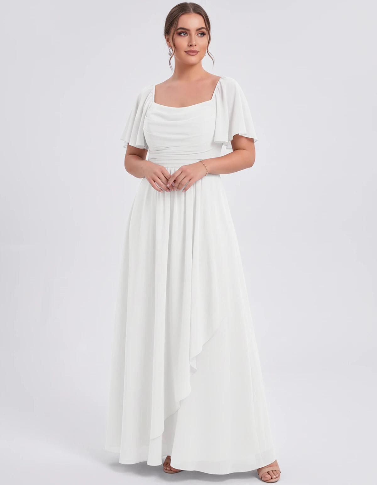 Sylviane Maxi Dress — White | SKU: SD-90380-white-2,SD-90380-white-4,SD-90380-white-6,SD-90380-white-8,SD-90380-white-10,SD-90380-white-12,SD-90380-white-14,SD-90380-white-16,SD-90380-white-16W,SD-90380-white-18W,SD-90380-white-20W,SD-90380-white-22W