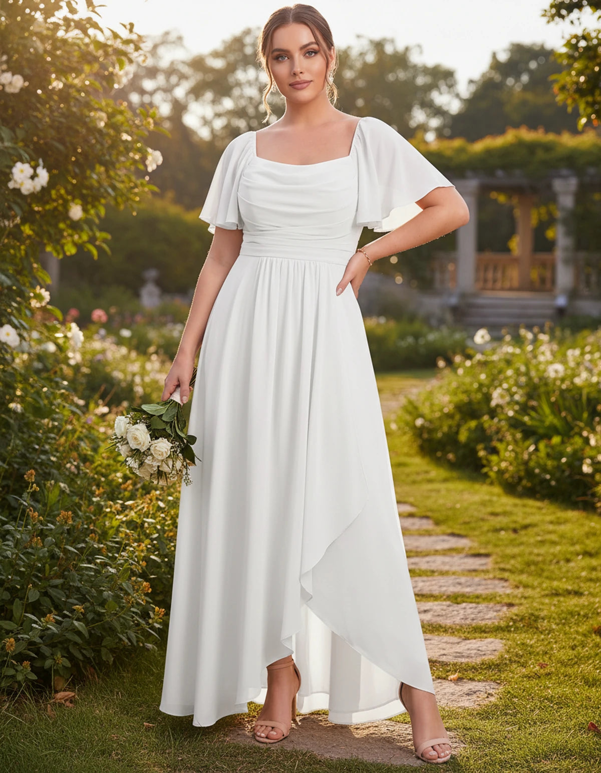 Sylviane Maxi Dress — White | SKU: SD-90380-white-2,SD-90380-white-4,SD-90380-white-6,SD-90380-white-8,SD-90380-white-10,SD-90380-white-12,SD-90380-white-14,SD-90380-white-16,SD-90380-white-16W,SD-90380-white-18W,SD-90380-white-20W,SD-90380-white-22W