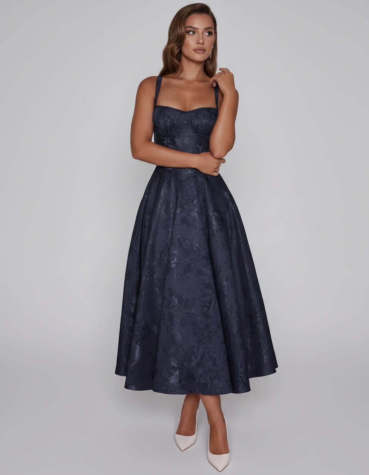 Tavira Midi Dresses — Navy | SKU: SD-43065-navy-2,SD-43065-navy-4,SD-43065-navy-6,SD-43065-navy-8,SD-43065-navy-10,SD-43065-navy-12,SD-43065-navy-14,SD-43065-navy-16,SD-43065-navy-16W,SD-43065-navy-18W,SD-43065-navy-20W,SD-43065-navy-22W