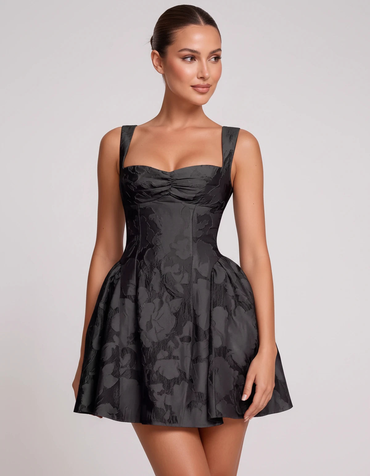 Theodora Mini Dress — Black | SKU: SD-88572-black-2,SD-88572-black-4,SD-88572-black-6,SD-88572-black-8,SD-88572-black-10,SD-88572-black-12,SD-88572-black-14,SD-88572-black-16,SD-88572-black-16W,SD-88572-black-18W,SD-88572-black-20W,SD-88572-black-22W