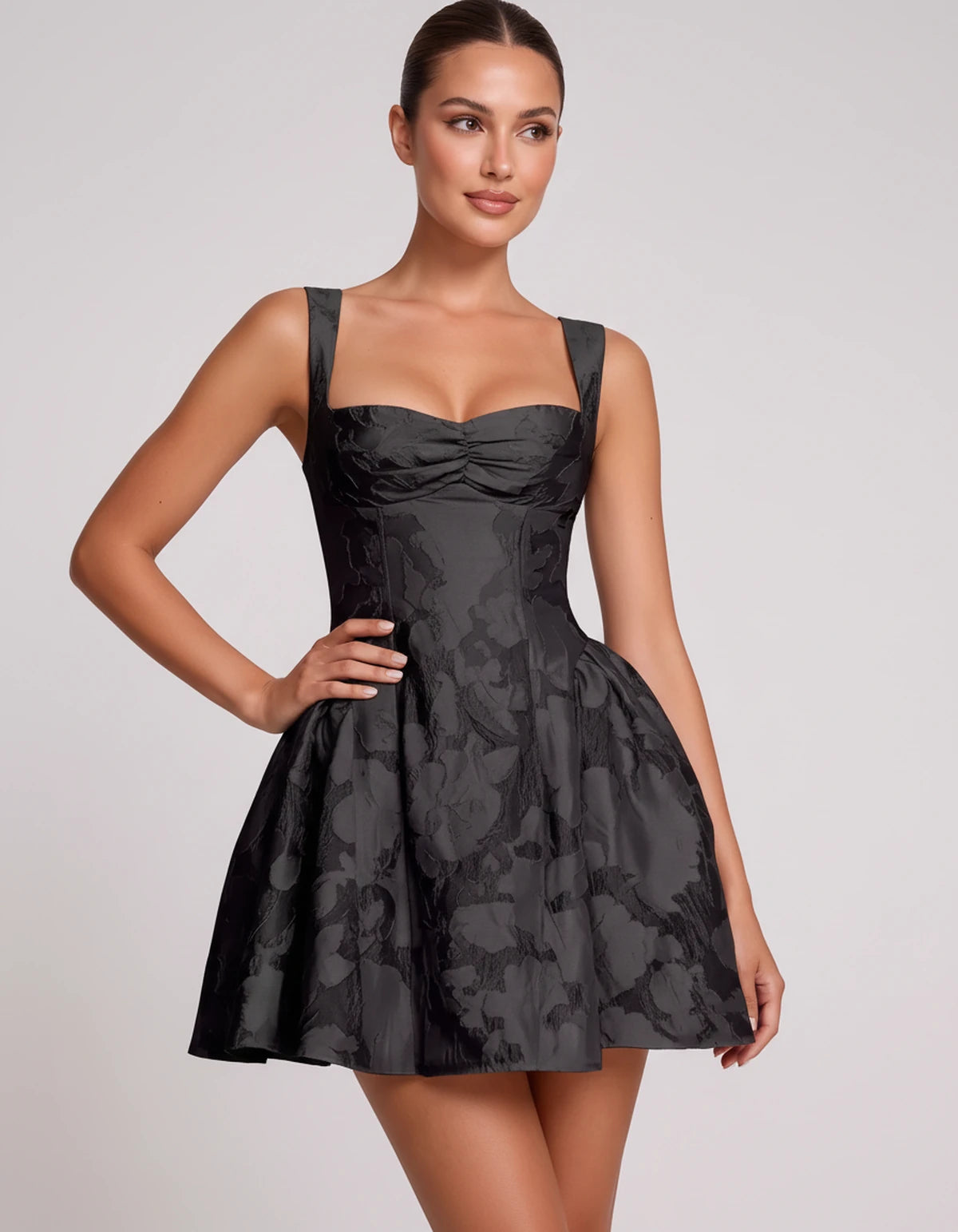 Theodora Mini Dress — Black | SKU: SD-88572-black-2,SD-88572-black-4,SD-88572-black-6,SD-88572-black-8,SD-88572-black-10,SD-88572-black-12,SD-88572-black-14,SD-88572-black-16,SD-88572-black-16W,SD-88572-black-18W,SD-88572-black-20W,SD-88572-black-22W