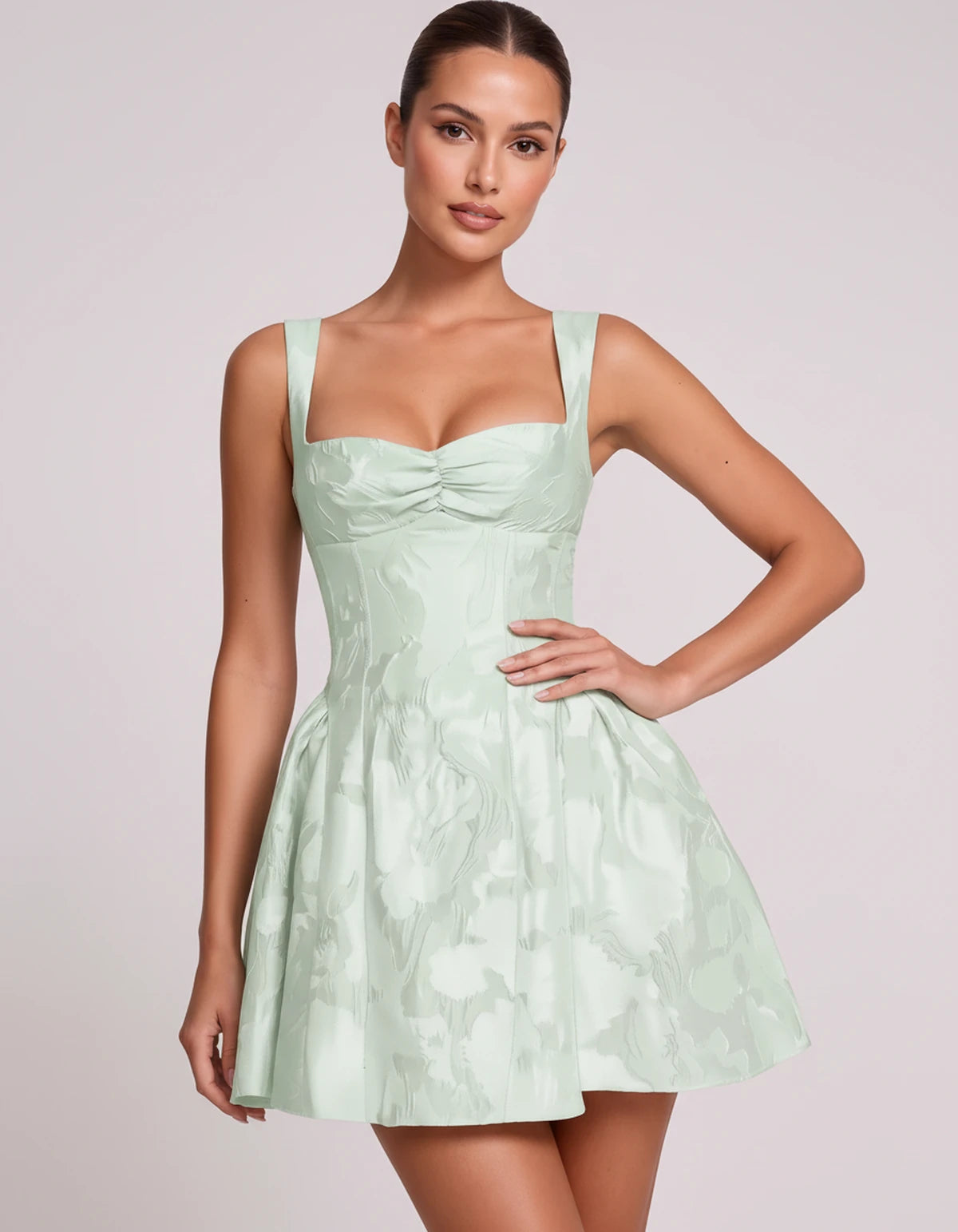 Theodora Mini Dress — Mint Green | SKU: SD-88572-mintgreen-2,SD-88572-mintgreen-4,SD-88572-mintgreen-6,SD-88572-mintgreen-8,SD-88572-mintgreen-10,SD-88572-mintgreen-12,SD-88572-mintgreen-14,SD-88572-mintgreen-16,SD-88572-mintgreen-16W,SD-88572-mintgreen-18W,SD-88572-mintgreen-20W,SD-88572-mintgreen-22W