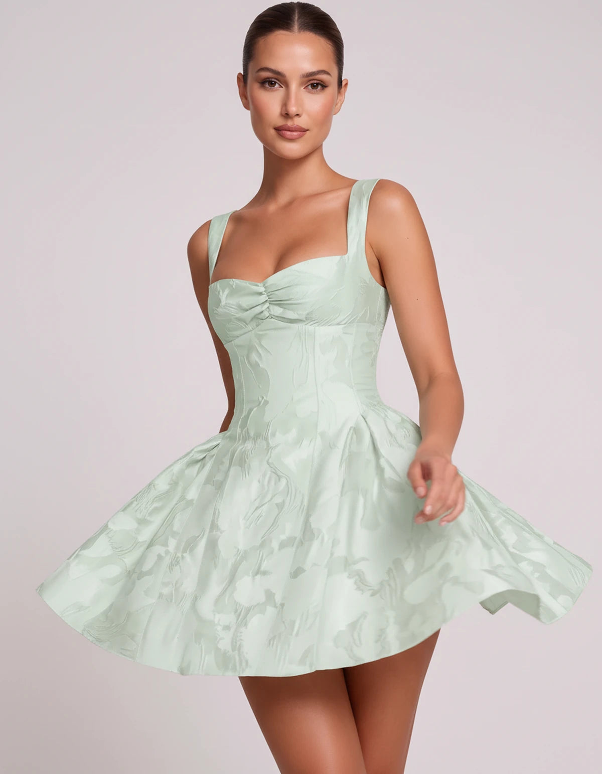 Theodora Mini Dress — Mint Green | SKU: SD-88572-mintgreen-2,SD-88572-mintgreen-4,SD-88572-mintgreen-6,SD-88572-mintgreen-8,SD-88572-mintgreen-10,SD-88572-mintgreen-12,SD-88572-mintgreen-14,SD-88572-mintgreen-16,SD-88572-mintgreen-16W,SD-88572-mintgreen-18W,SD-88572-mintgreen-20W,SD-88572-mintgreen-22W