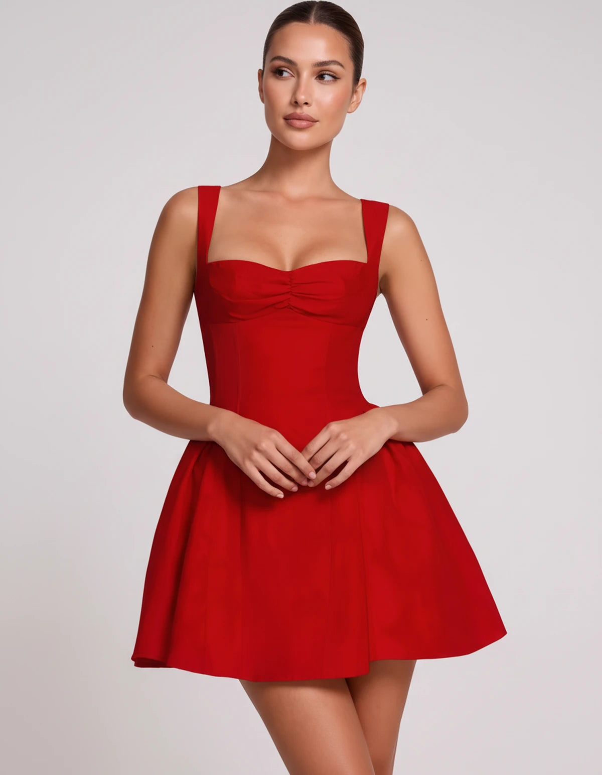 Theodora Mini Dress — Red | SKU: SD-88572-red-2,SD-88572-red-4,SD-88572-red-6,SD-88572-red-8,SD-88572-red-10,SD-88572-red-12,SD-88572-red-14,SD-88572-red-16,SD-88572-red-16W,SD-88572-red-18W,SD-88572-red-20W,SD-88572-red-22W