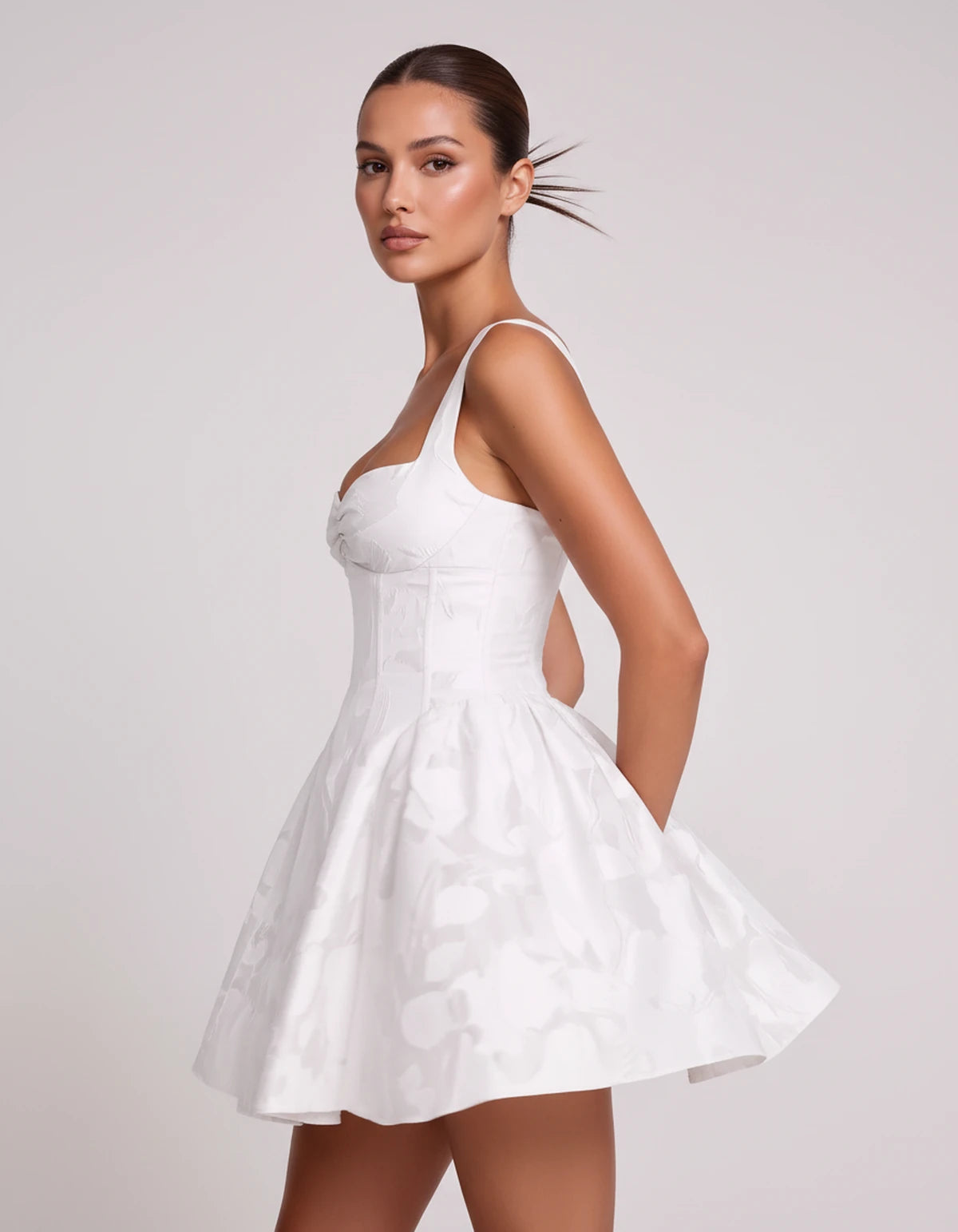 Theodora Mini Dress — White | SKU: SD-88572-white-2,SD-88572-white-4,SD-88572-white-6,SD-88572-white-8,SD-88572-white-10,SD-88572-white-12,SD-88572-white-14,SD-88572-white-16,SD-88572-white-16W,SD-88572-white-18W,SD-88572-white-20W,SD-88572-white-22W