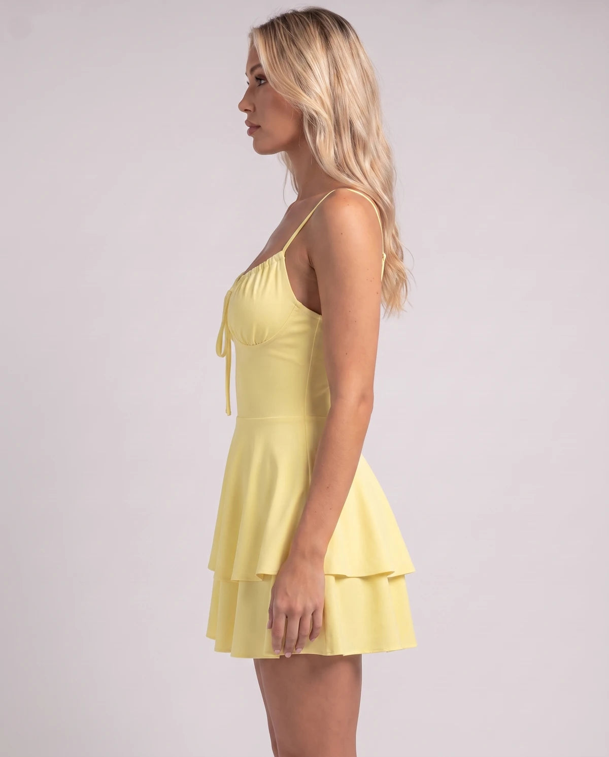 Thessaly Mini Dress — Yellow | SKU: SD-15146-yellow-XS,SD-15146-yellow-S,SD-15146-yellow-M,SD-15146-yellow-L