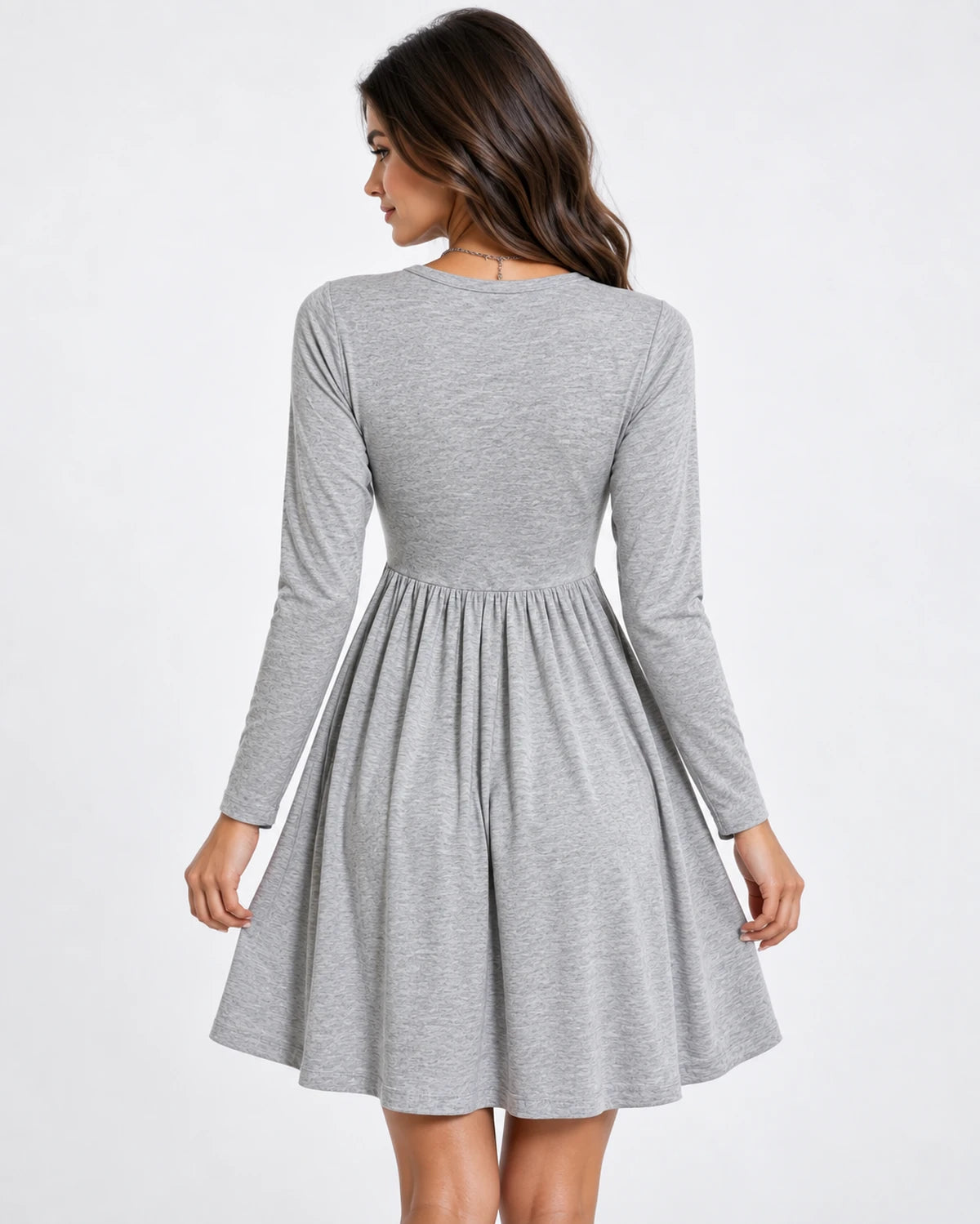 Tiphaine Mini Dress — Gray | SKU: SD-46716-gray-XS,SD-46716-gray-S,SD-46716-gray-M,SD-46716-gray-L,SD-46716-gray-XL,SD-46716-gray-2XL