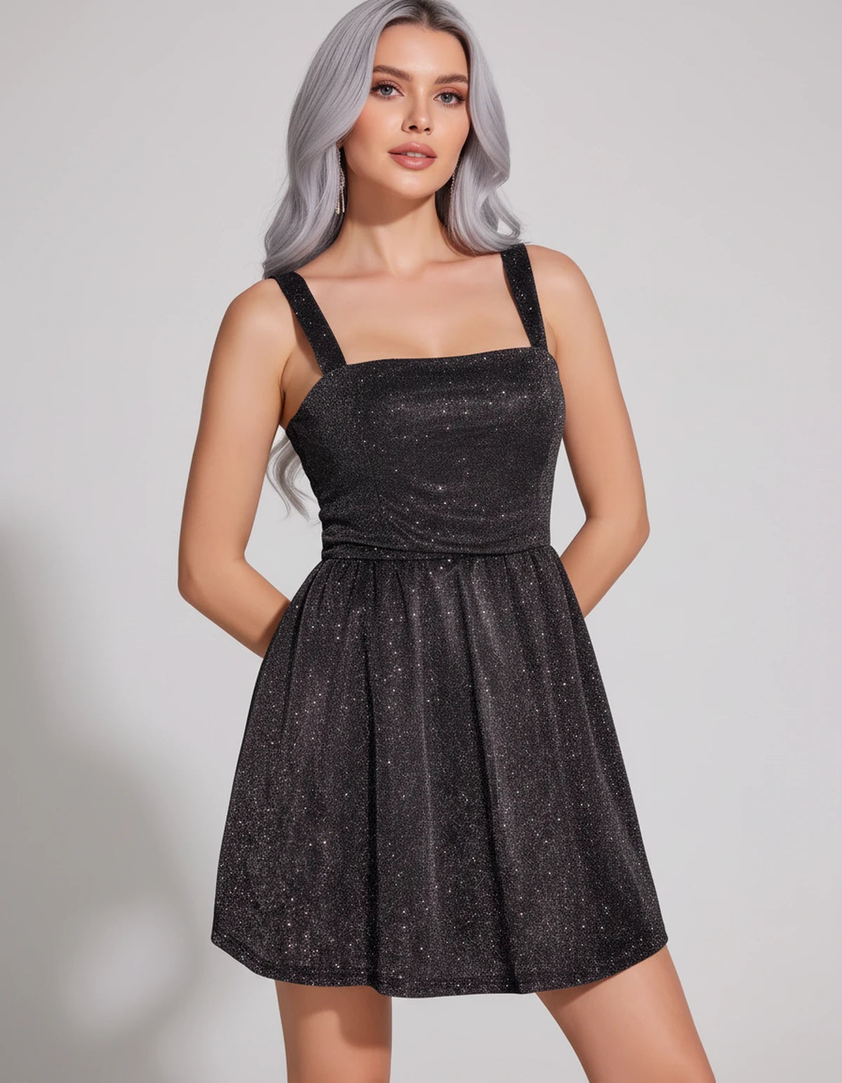 Tramontane Mini Dress — Black | SKU: SD-44246-black-2,SD-44246-black-4,SD-44246-black-6,SD-44246-black-8,SD-44246-black-10,SD-44246-black-12,SD-44246-black-14,SD-44246-black-16,SD-44246-black-16W,SD-44246-black-18W,SD-44246-black-20W