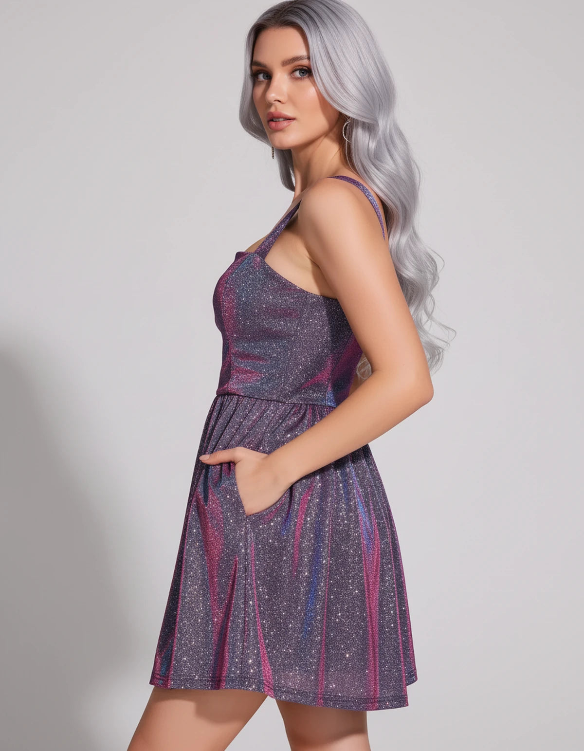 Tramontane Mini Dress — Colorful Purple | SKU: SD-44246-colorfulpurple-2,SD-44246-colorfulpurple-4,SD-44246-colorfulpurple-6,SD-44246-colorfulpurple-8,SD-44246-colorfulpurple-10,SD-44246-colorfulpurple-12,SD-44246-colorfulpurple-14,SD-44246-colorfulpurple-16,SD-44246-colorfulpurple-16W,SD-44246-colorfulpurple-18W,SD-44246-colorfulpurple-20W