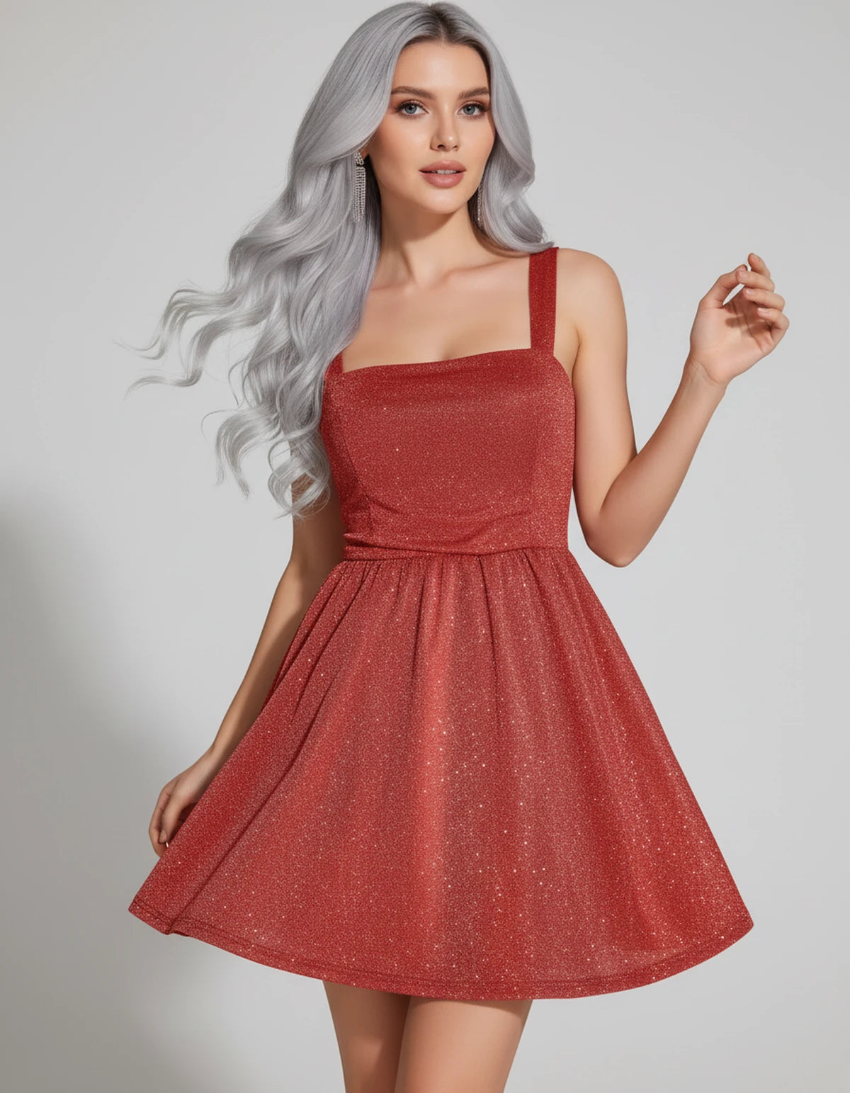 Tramontane Mini Dress — Red | SKU: SD-44246-red-2,SD-44246-red-4,SD-44246-red-6,SD-44246-red-8,SD-44246-red-10,SD-44246-red-12,SD-44246-red-14,SD-44246-red-16,SD-44246-red-16W,SD-44246-red-18W,SD-44246-red-20W