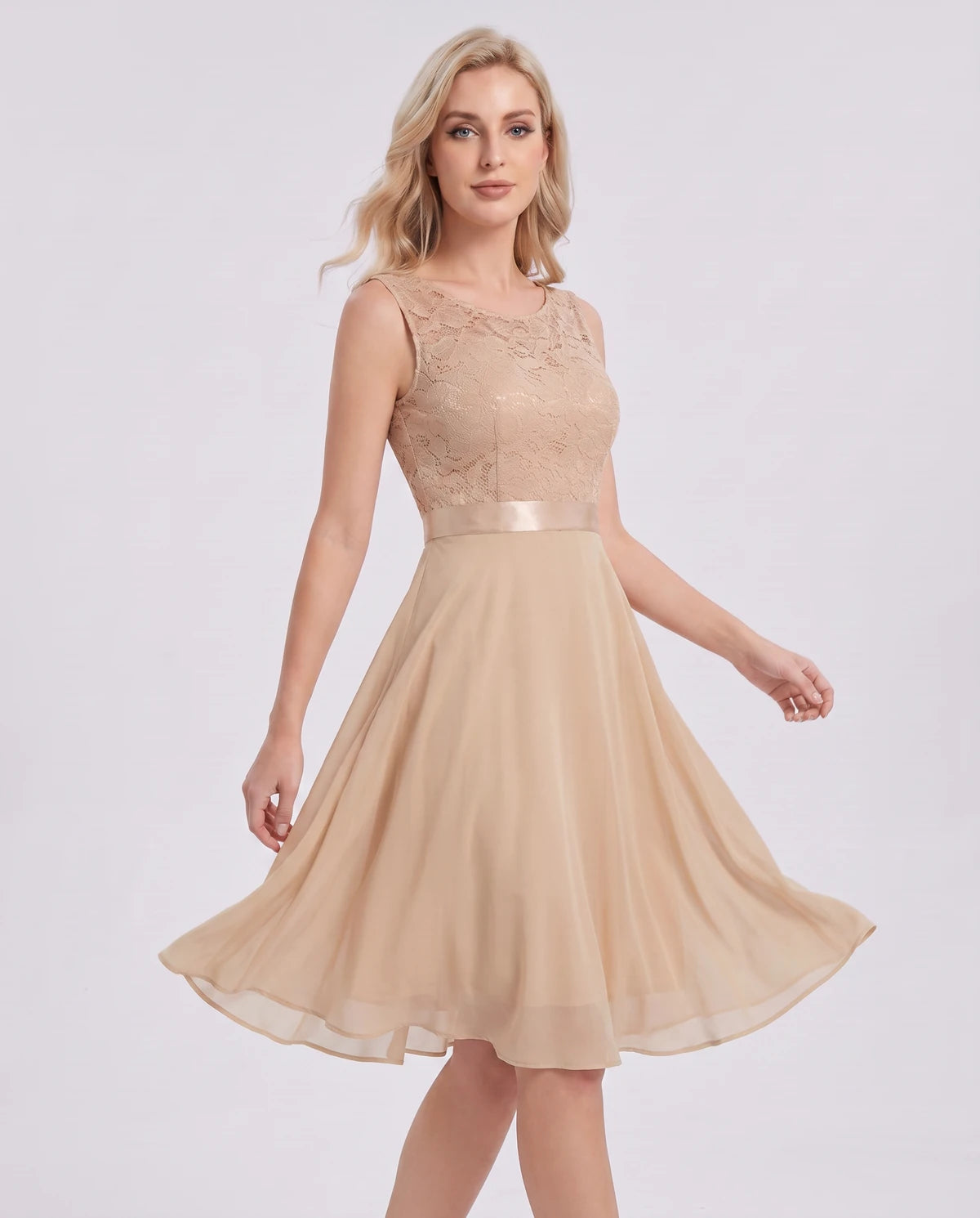 Trelawny Mini Dress — Beige | SKU: SD-75946-beige-XS,SD-75946-beige-S,SD-75946-beige-M,SD-75946-beige-L,SD-75946-beige-XL