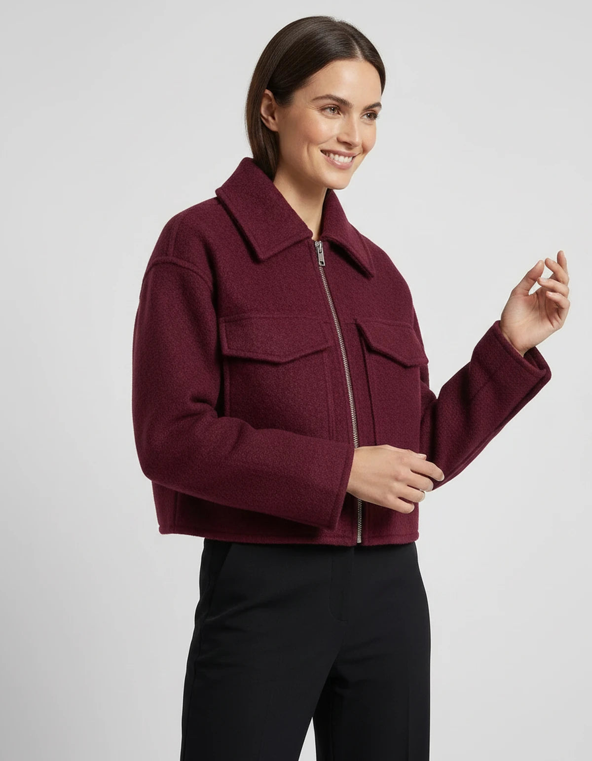 Ulyssa Coat — Burgundy | SKU: SD-53959-burgundy-XS,SD-53959-burgundy-S,SD-53959-burgundy-M,SD-53959-burgundy-L
