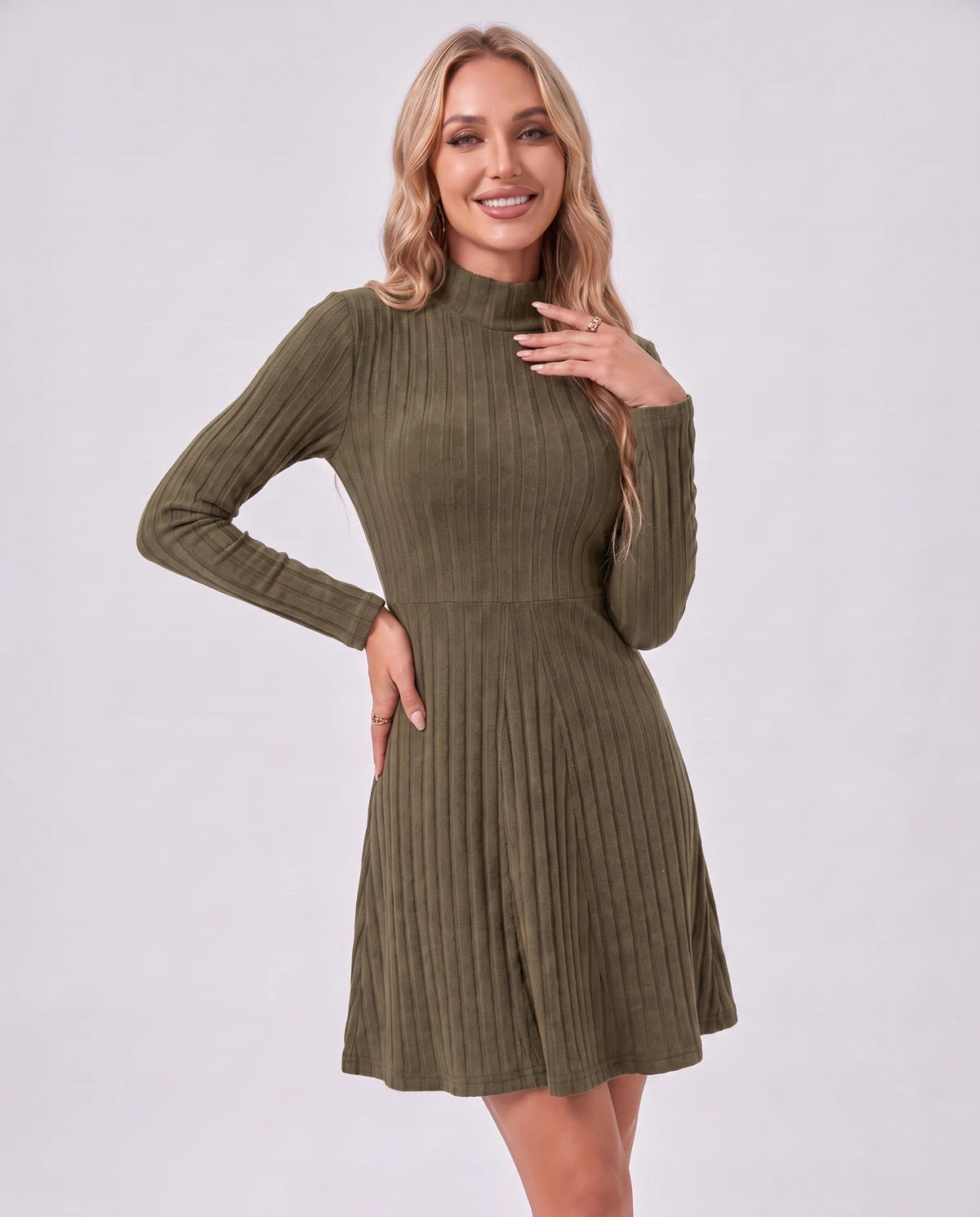 Undine Midi Dresses — Army Green | SKU: SD-16995-armygreen-XS,SD-16995-armygreen-S,SD-16995-armygreen-M,SD-16995-armygreen-L,SD-16995-armygreen-XL,SD-16995-armygreen-2XL